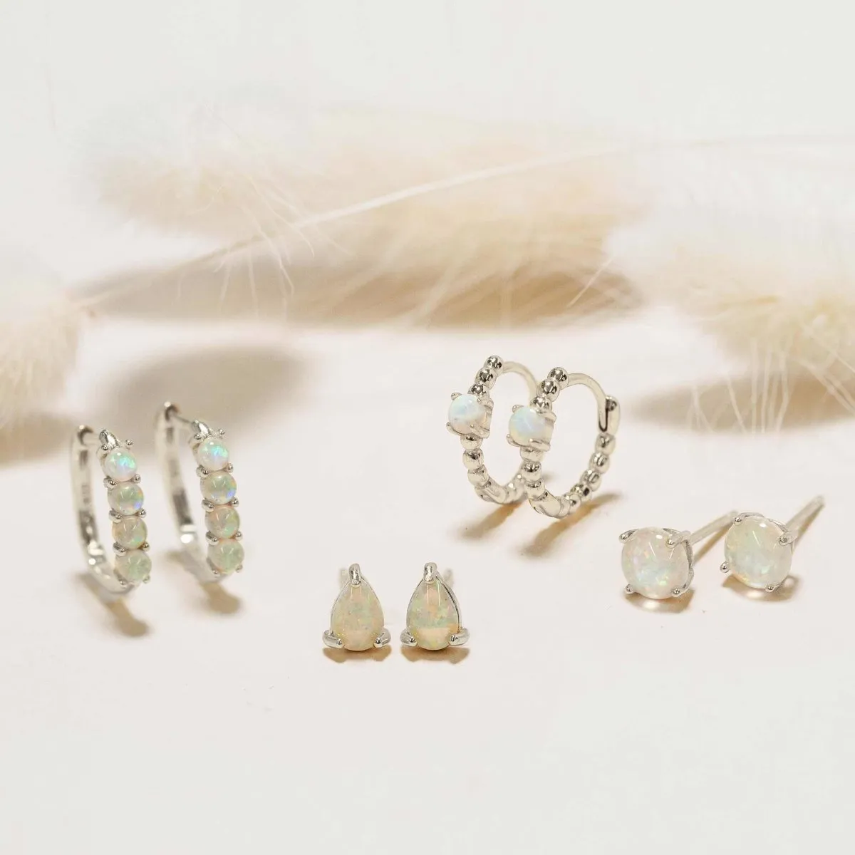 Gemstone Bead Huggies Opal