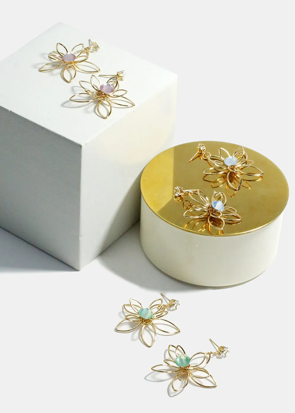 Gemstone Flower Earrings
