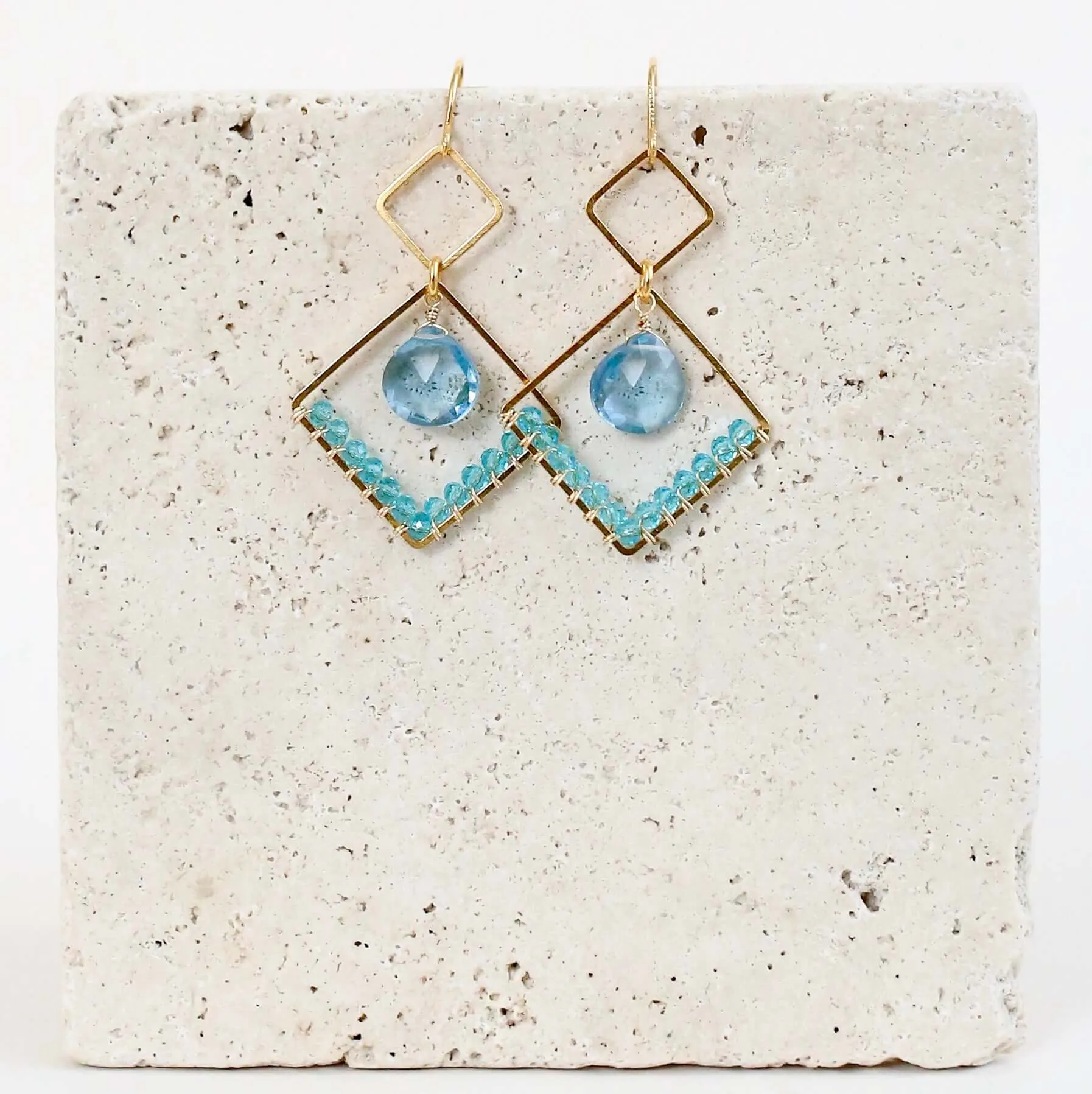 Gemstone Triangle Earrings