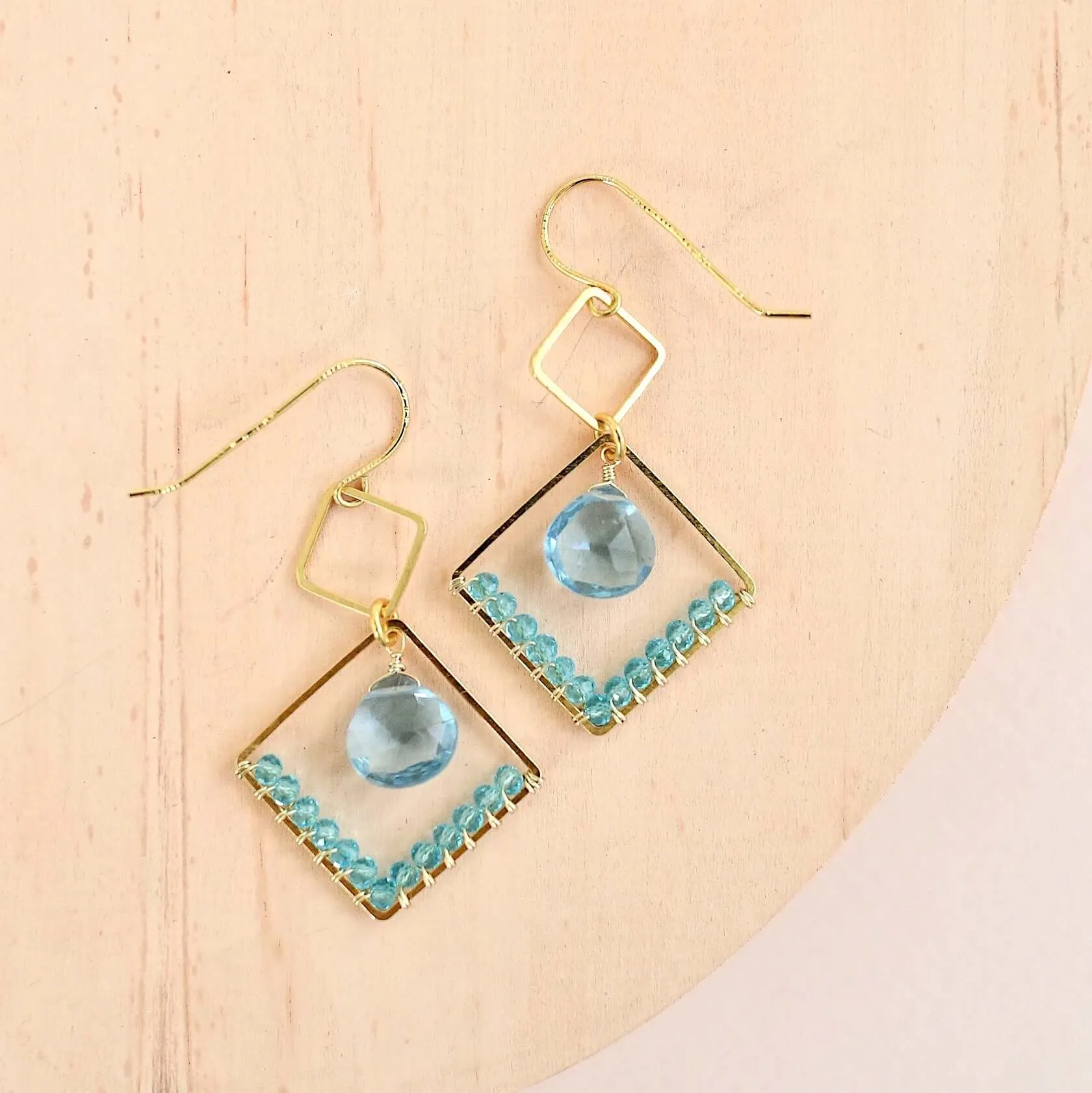 Gemstone Triangle Earrings