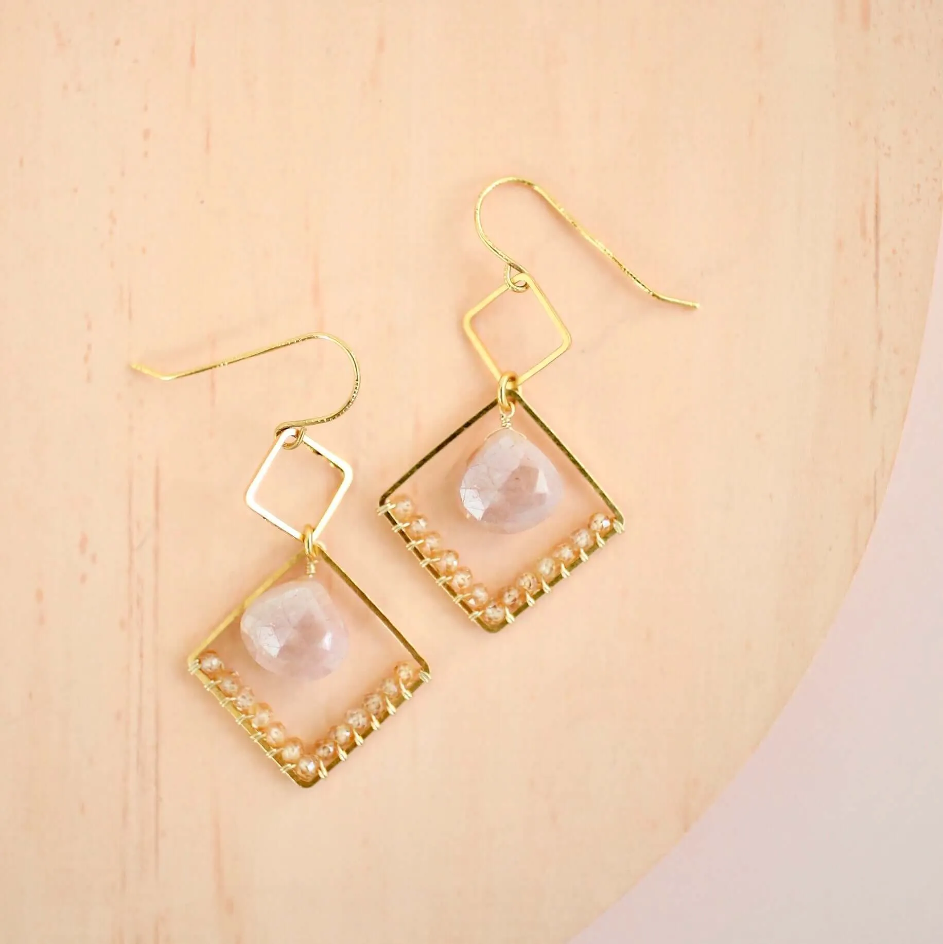 Gemstone Triangle Earrings