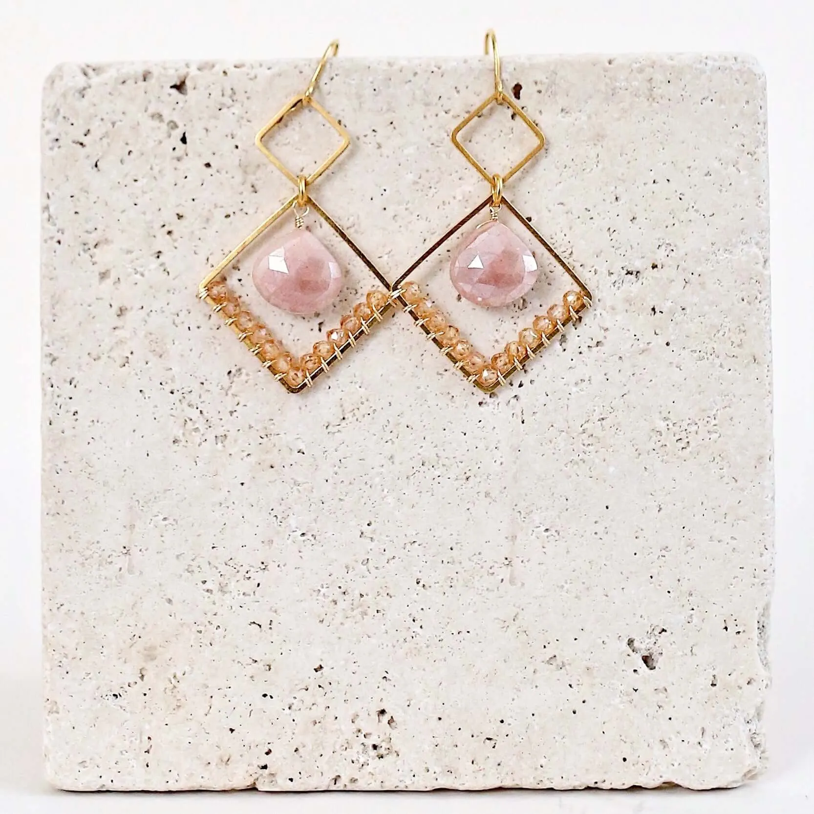 Gemstone Triangle Earrings