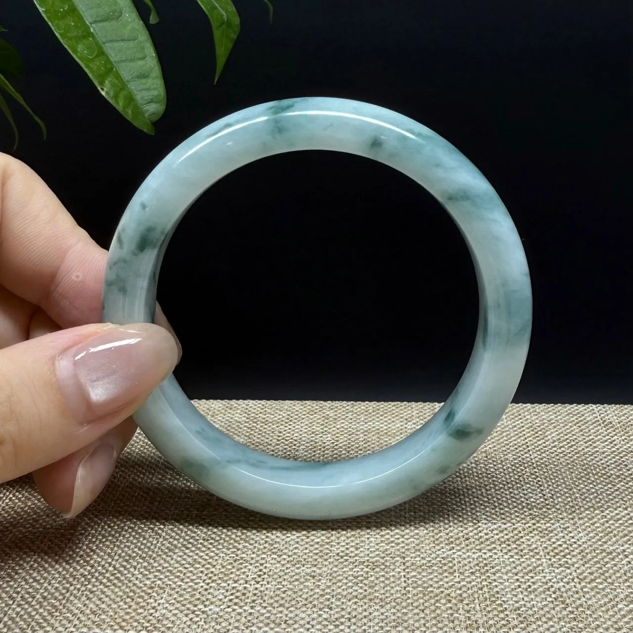 Genuine Burmese Blue Green Jade Jadeite Bangle Bracelet ( 56.6mm )