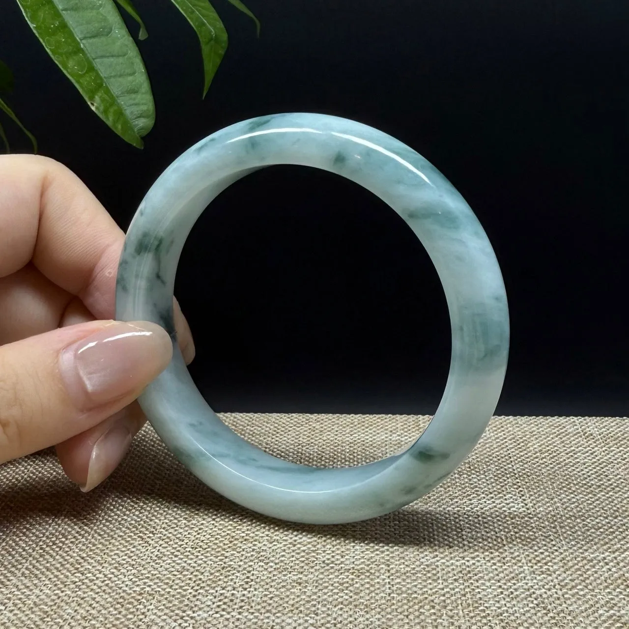 Genuine Burmese Blue Green Jade Jadeite Bangle Bracelet ( 56.6mm )