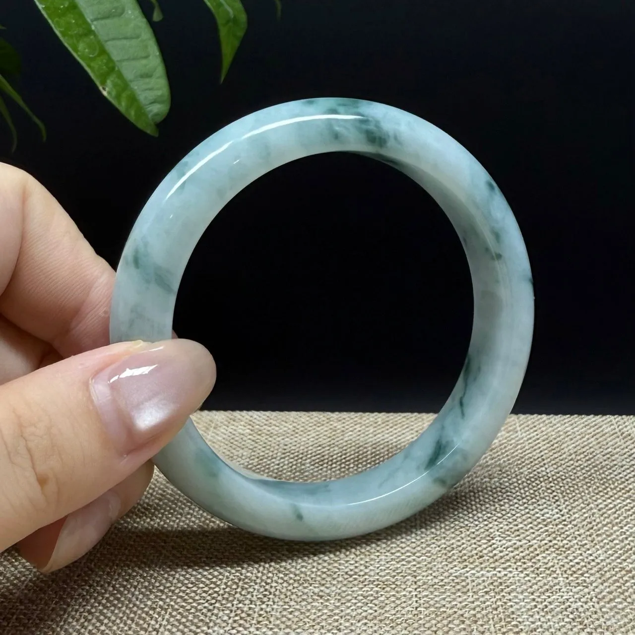 Genuine Burmese Blue Green Jade Jadeite Bangle Bracelet ( 56.6mm )