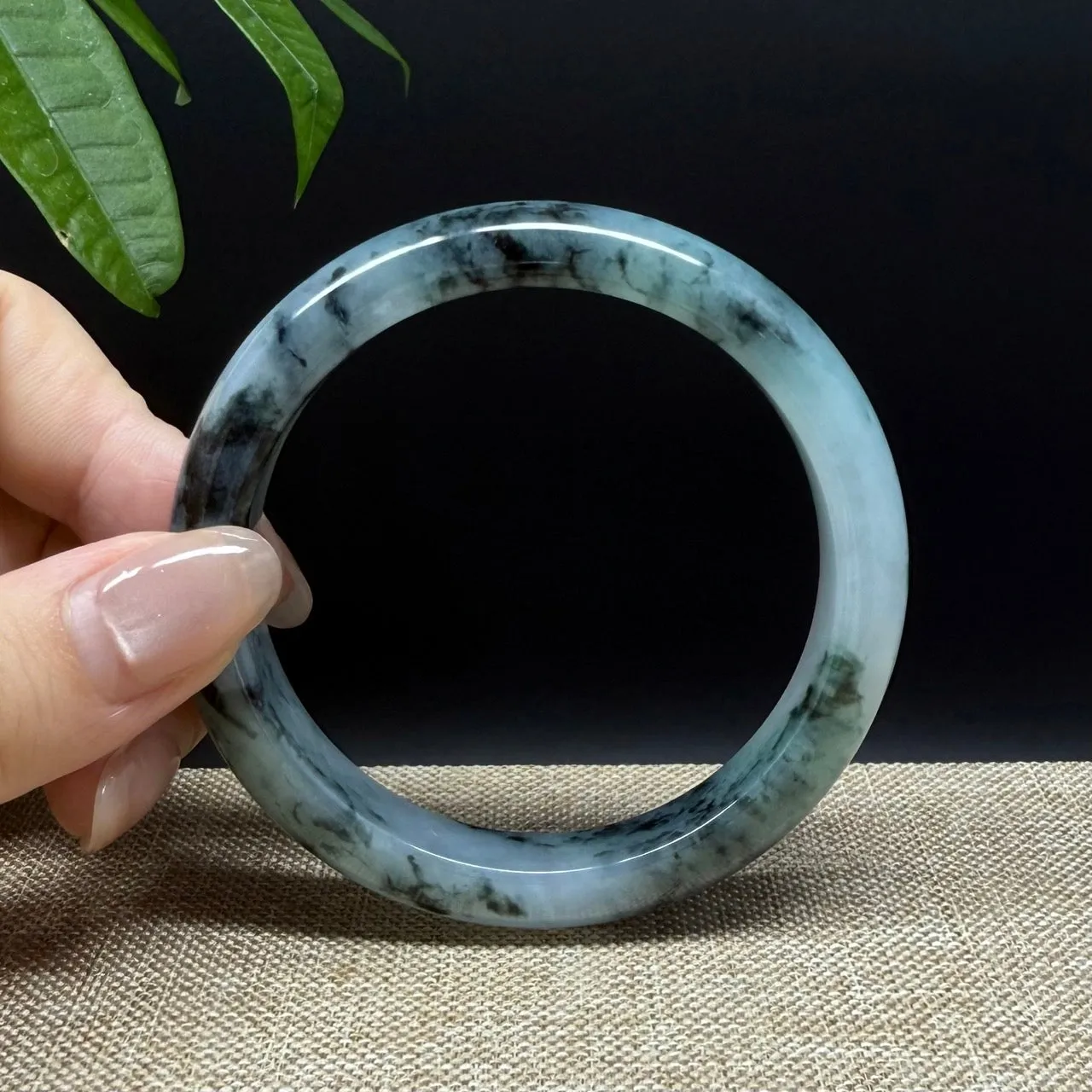 Genuine Burmese Blue Green Jade Jadeite Bangle Bracelet ( 57.9mm )