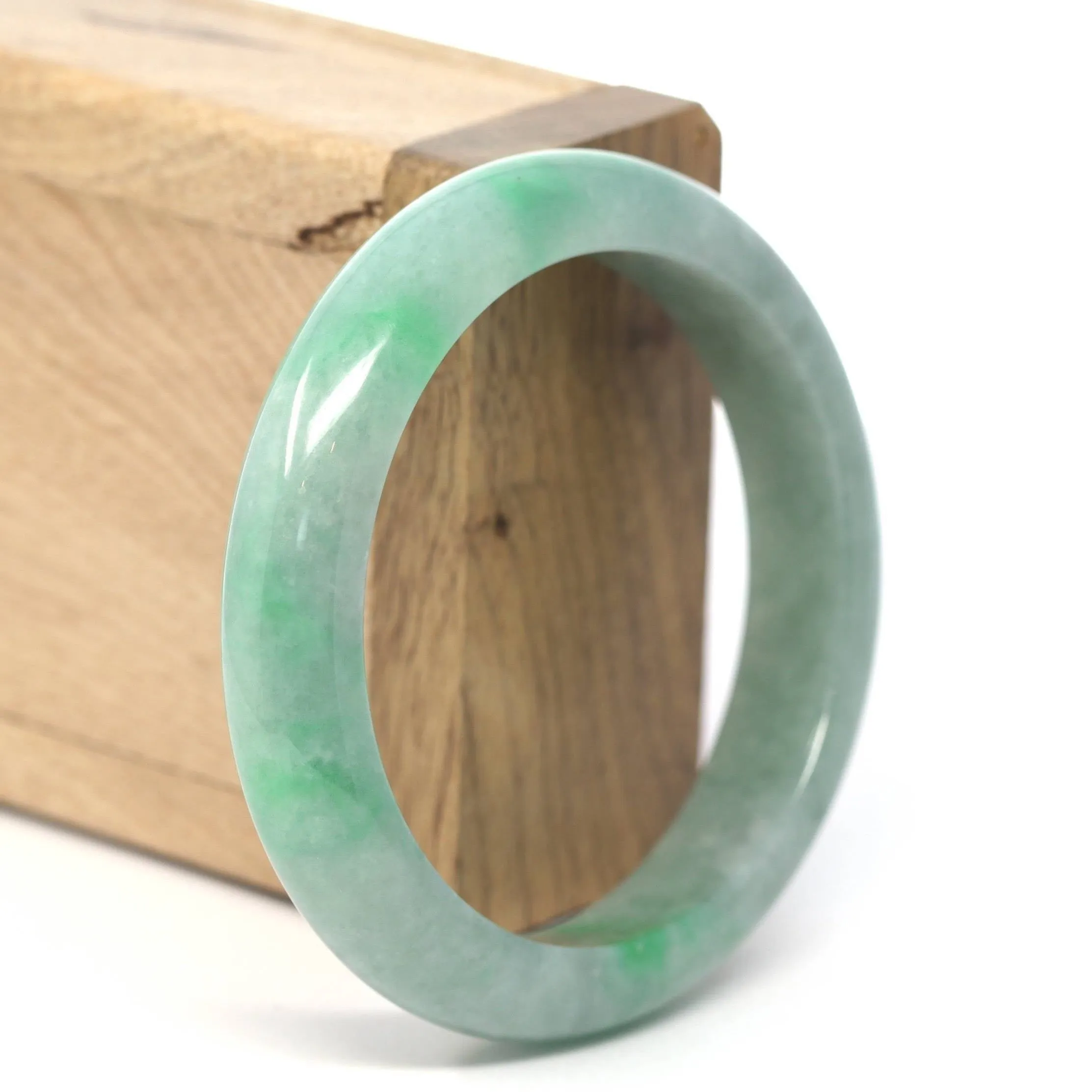Genuine Burmese Forest Green Jadeite Jade Bangle Bracelet (56 mm) #219