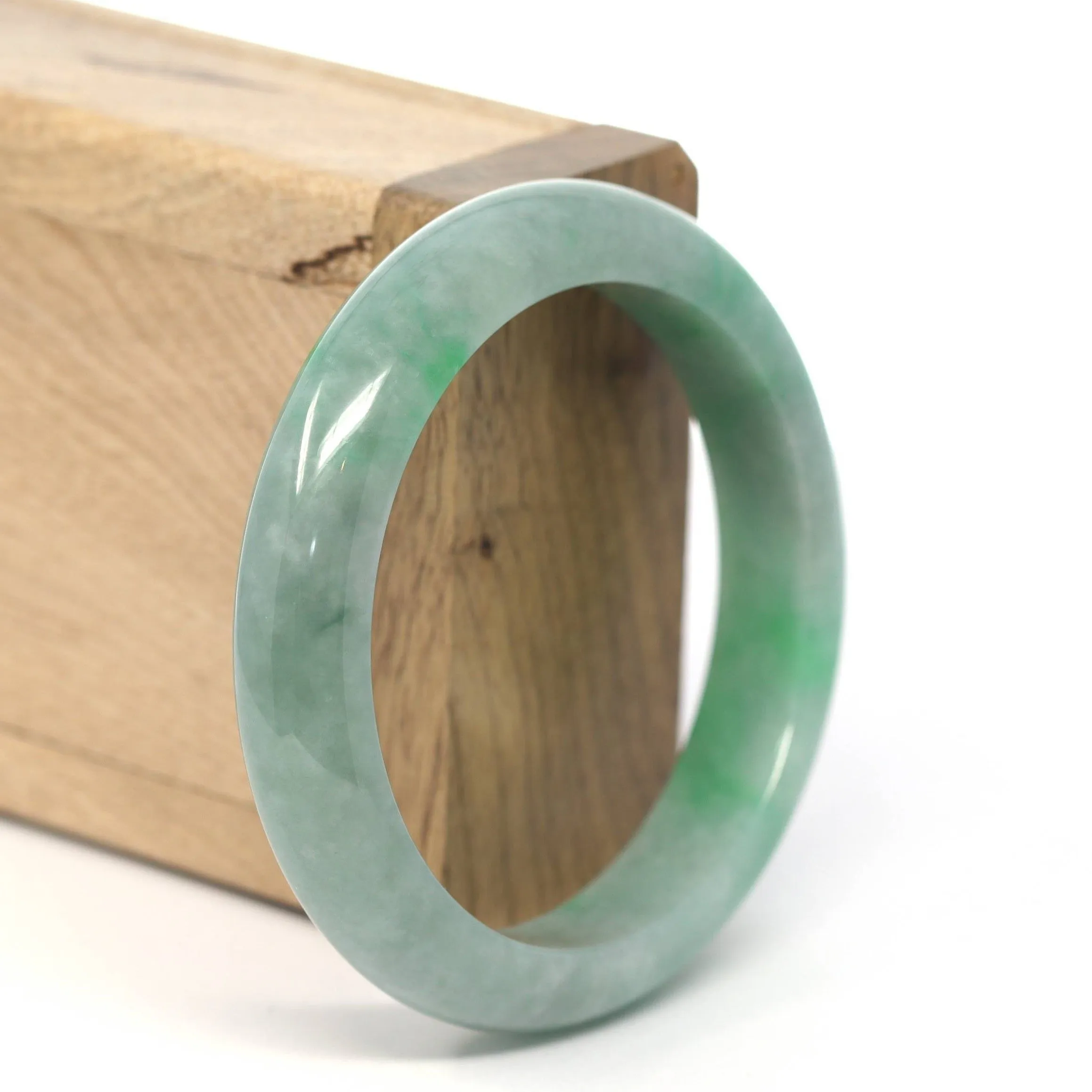 Genuine Burmese Forest Green Jadeite Jade Bangle Bracelet (56 mm) #219