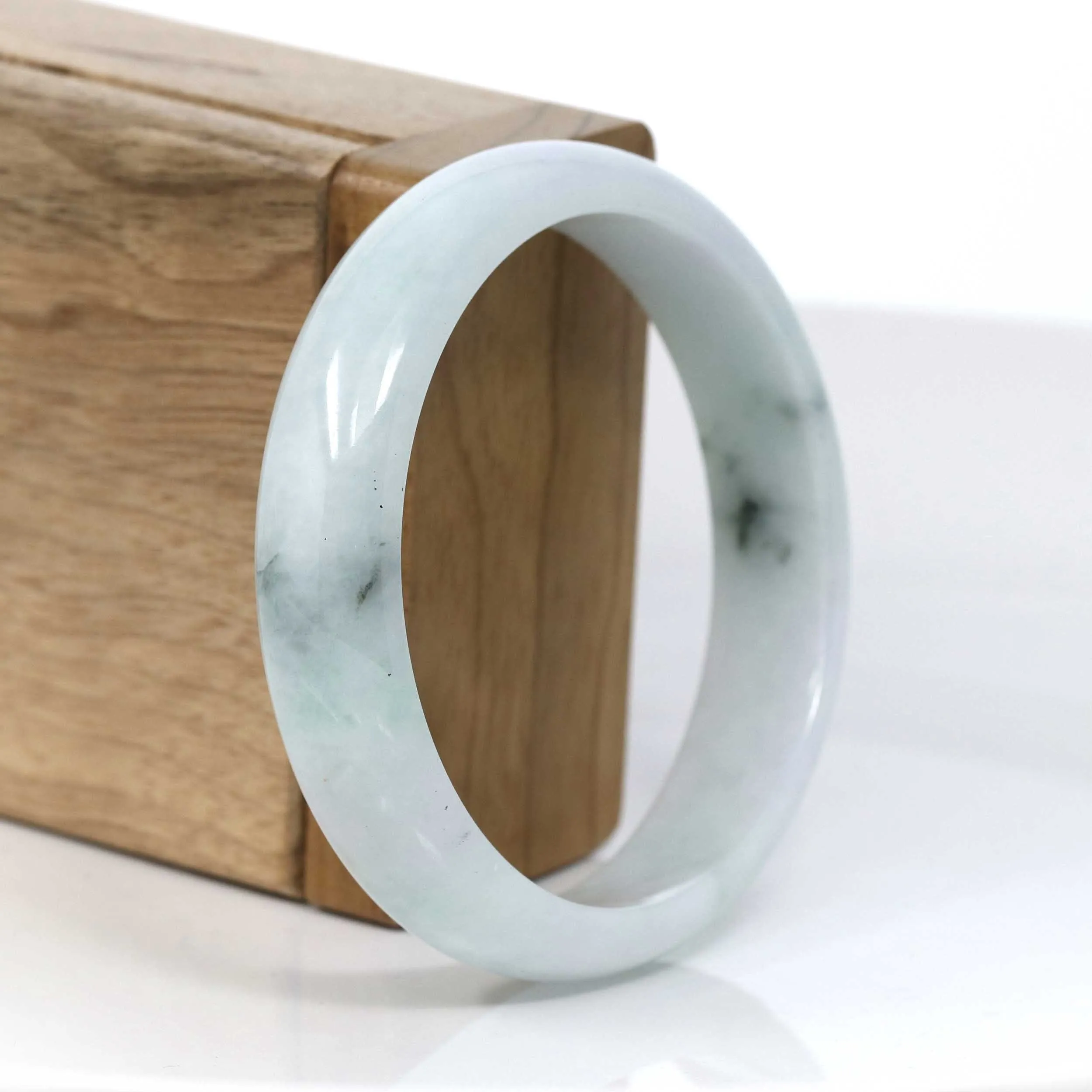 Genuine Burmese Green Jadeite Jade Bangle Bracelet (58.45 mm) #955