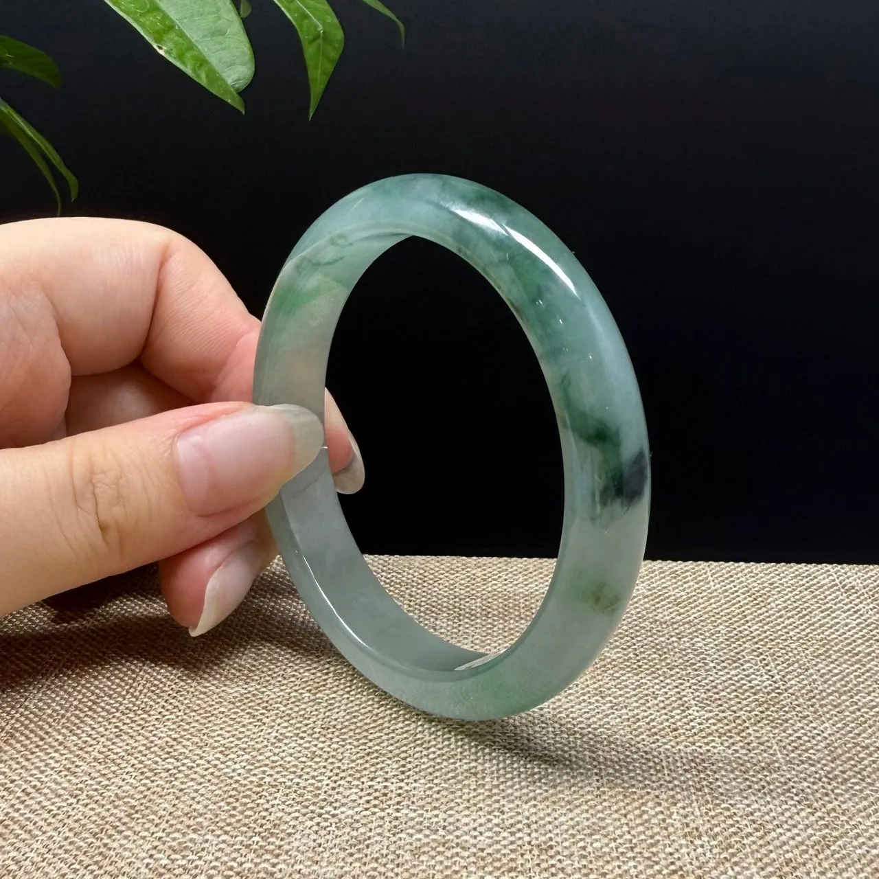 Genuine Burmese Icy Green Jade Jadeite Bangle Bracelet ( 55mm )