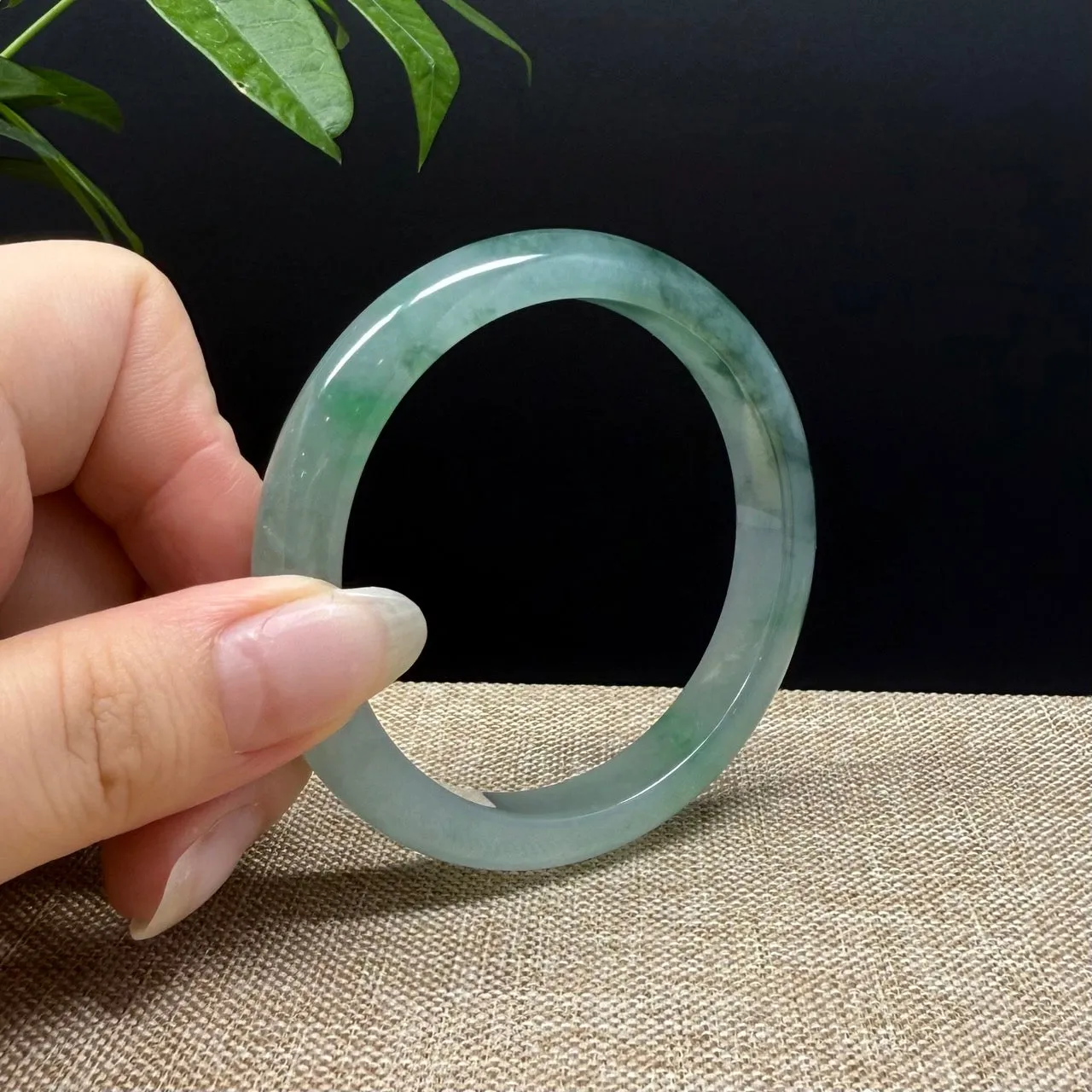 Genuine Burmese Icy Green Jade Jadeite Bangle Bracelet ( 55mm )