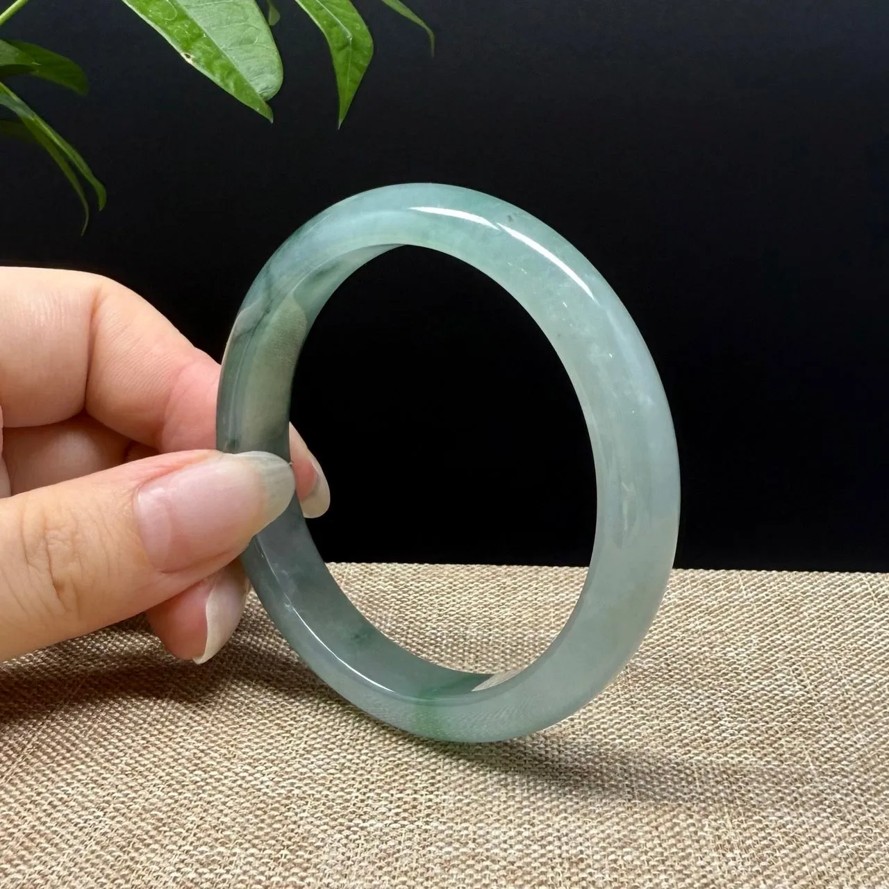 Genuine Burmese Icy Green Jade Jadeite Bangle Bracelet ( 55mm )