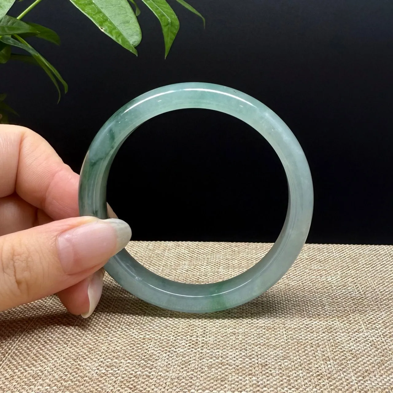 Genuine Burmese Icy Green Jade Jadeite Bangle Bracelet ( 55mm )
