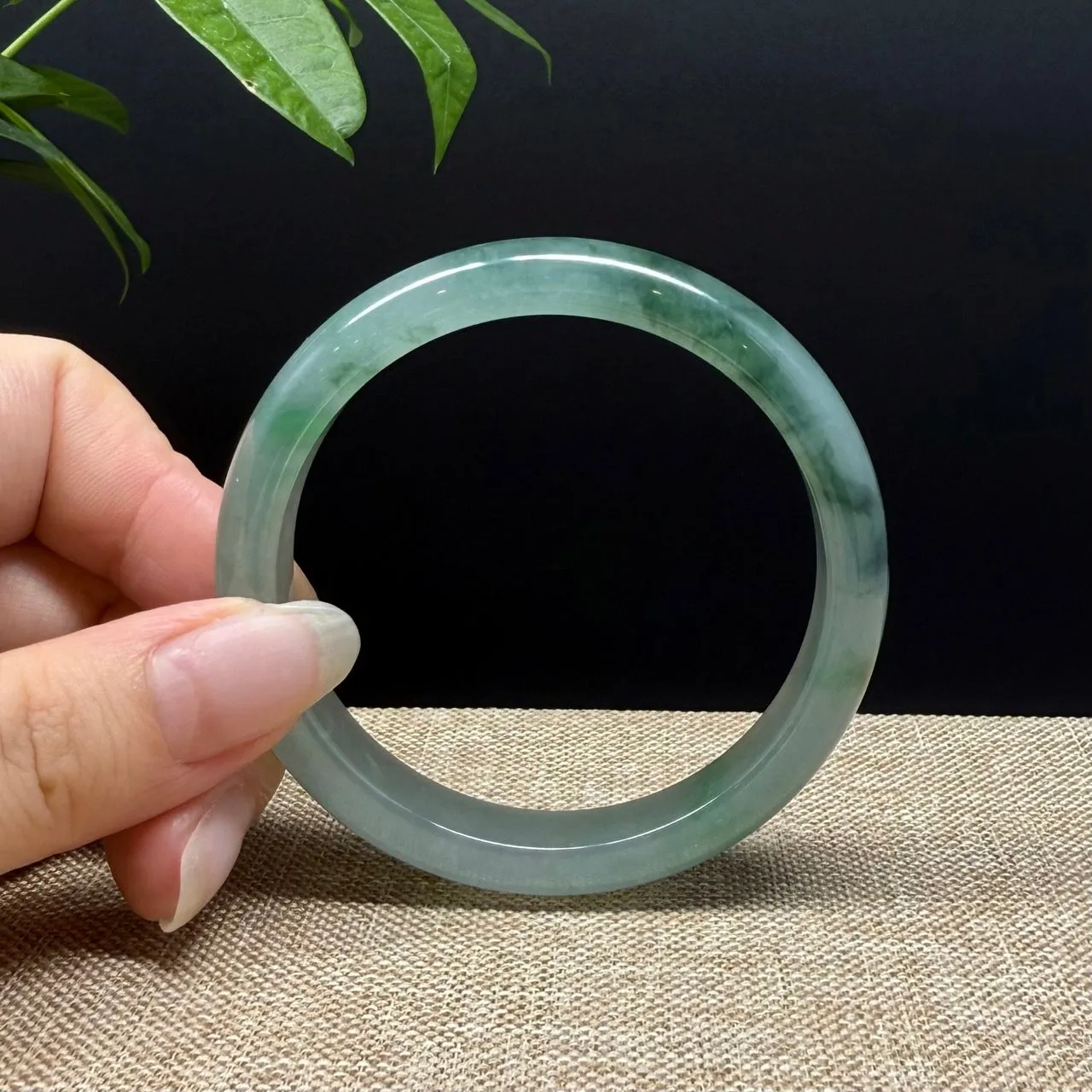 Genuine Burmese Icy Green Jade Jadeite Bangle Bracelet ( 55mm )