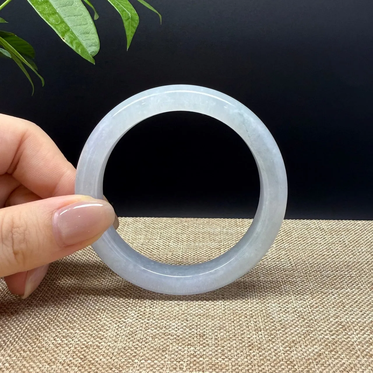 Genuine Burmese Icy Lavender Green Jade Jadeite Bangle Bracelet ( 53.2mm )