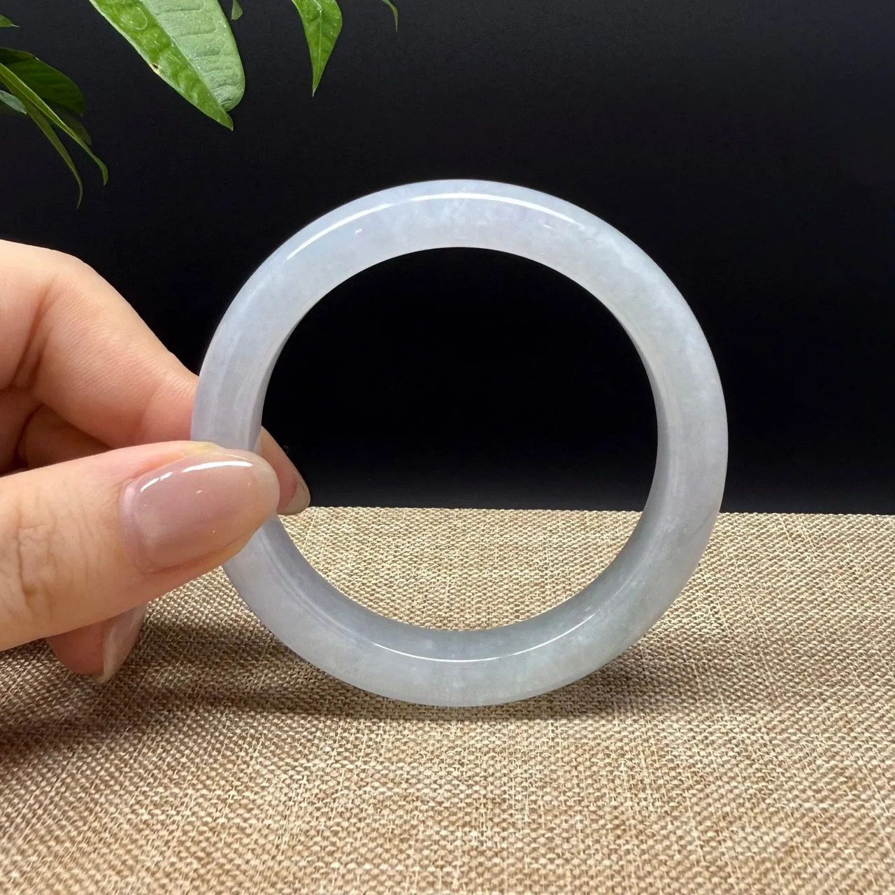 Genuine Burmese Icy Lavender Green Jade Jadeite Bangle Bracelet ( 53.2mm )