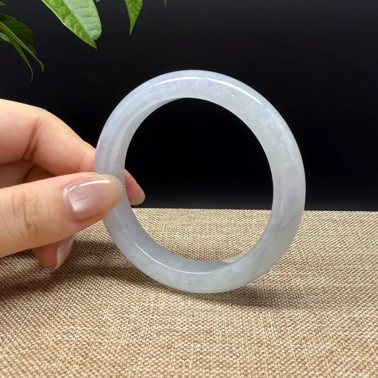 Genuine Burmese Icy Lavender Green Jade Jadeite Bangle Bracelet ( 53.2mm )