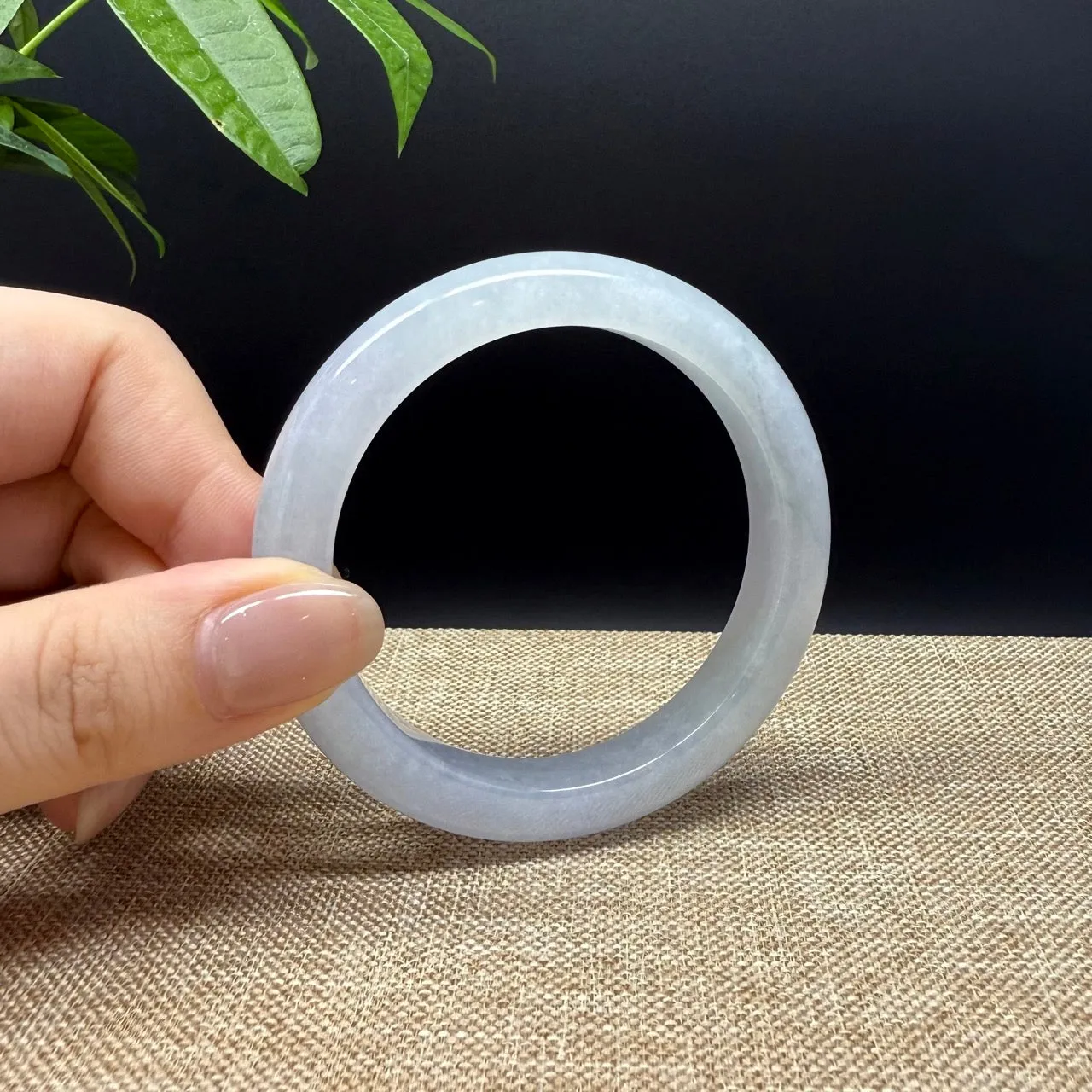 Genuine Burmese Icy Lavender Green Jade Jadeite Bangle Bracelet ( 53.2mm )