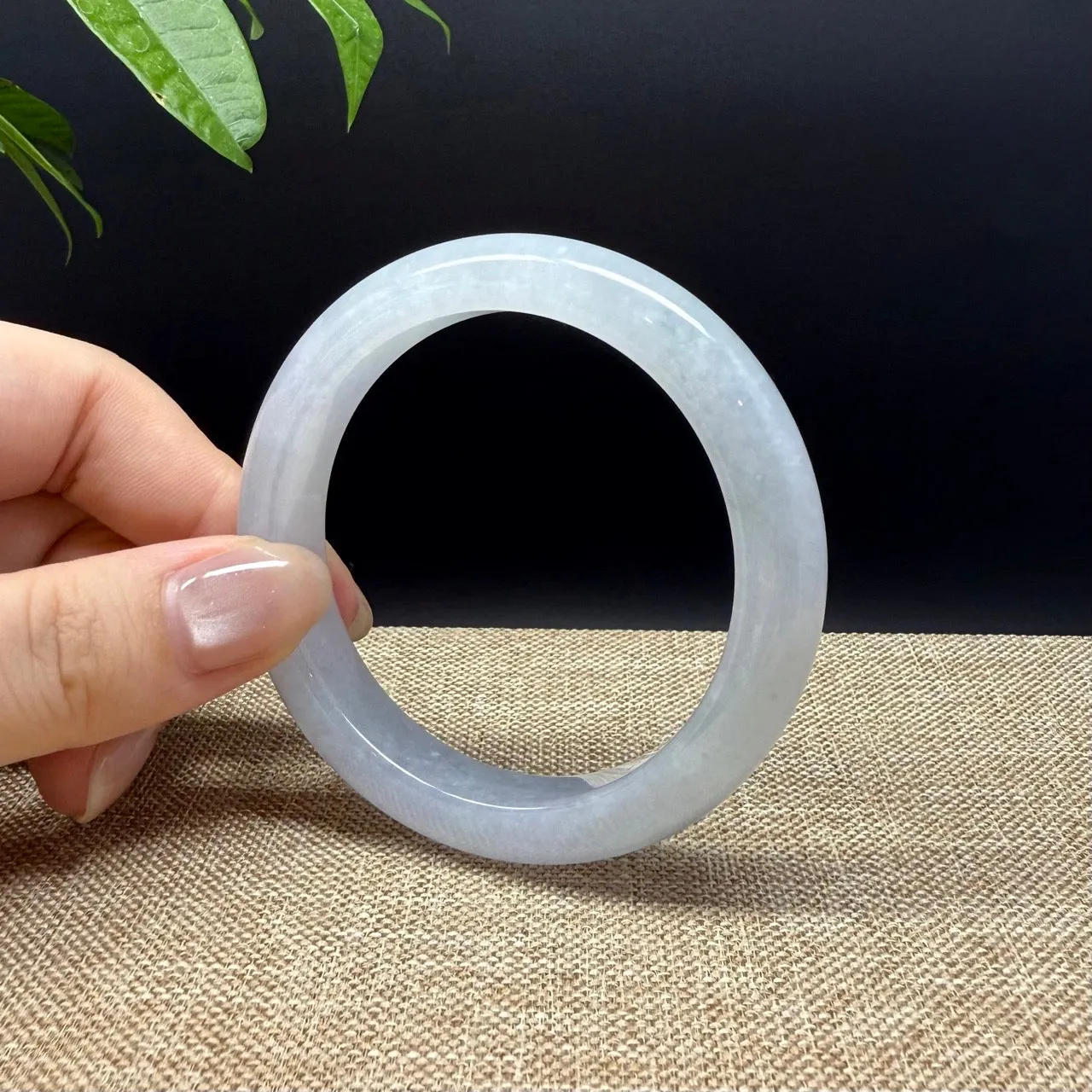 Genuine Burmese Icy Lavender Green Jade Jadeite Bangle Bracelet ( 53.2mm )
