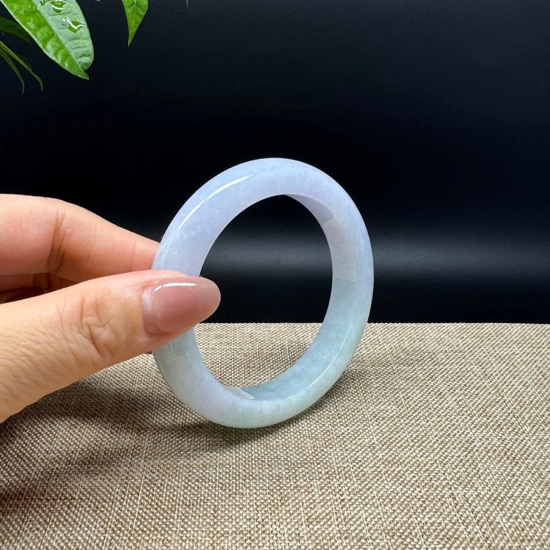 Genuine Burmese Lavender Green Jade Jadeite Bangle Bracelet ( 56.3mm )