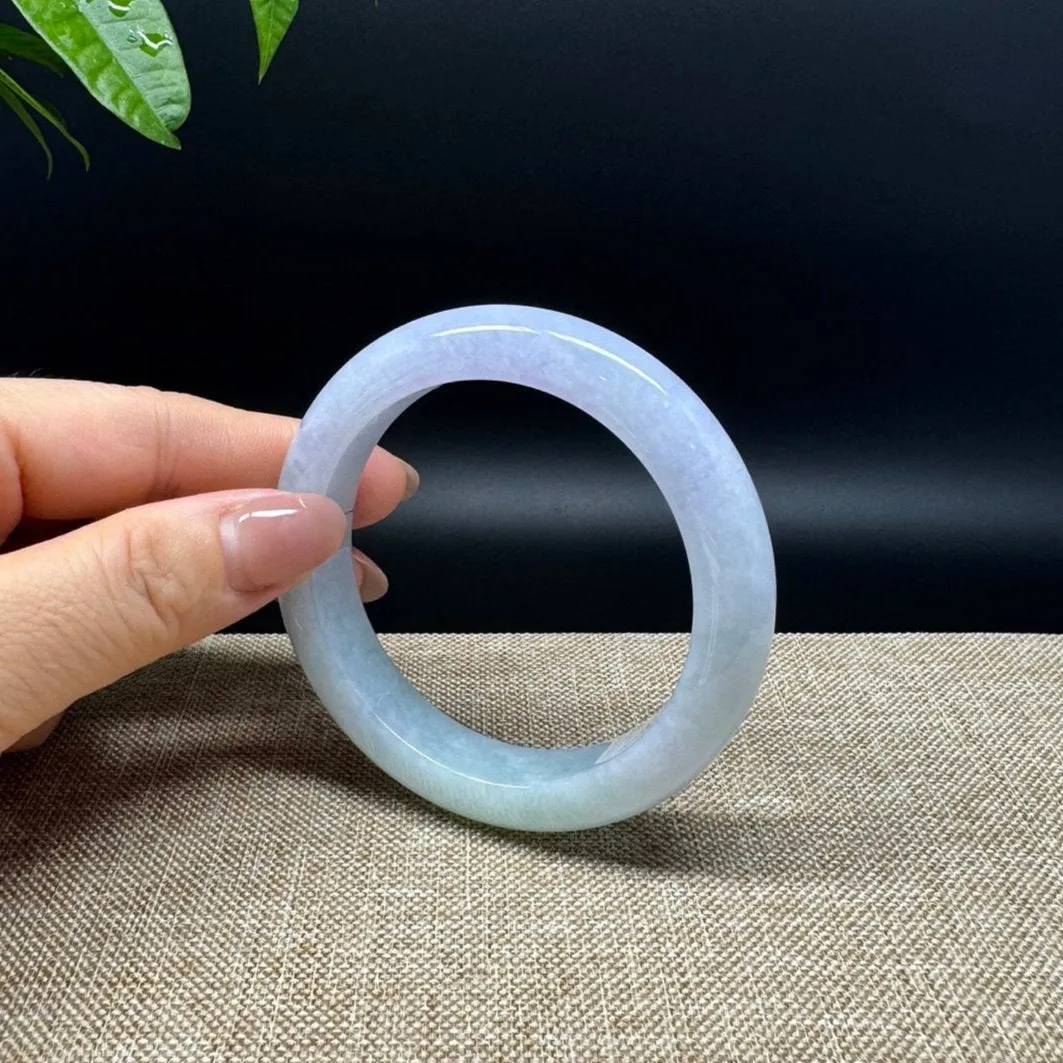 Genuine Burmese Lavender Green Jade Jadeite Bangle Bracelet ( 56.3mm )