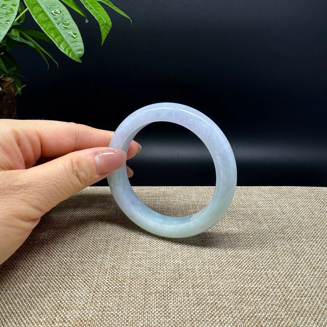 Genuine Burmese Lavender Green Jade Jadeite Bangle Bracelet ( 56.3mm )