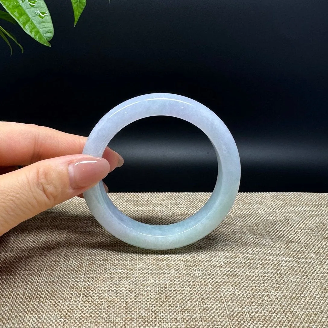 Genuine Burmese Lavender Green Jade Jadeite Bangle Bracelet ( 56.3mm )