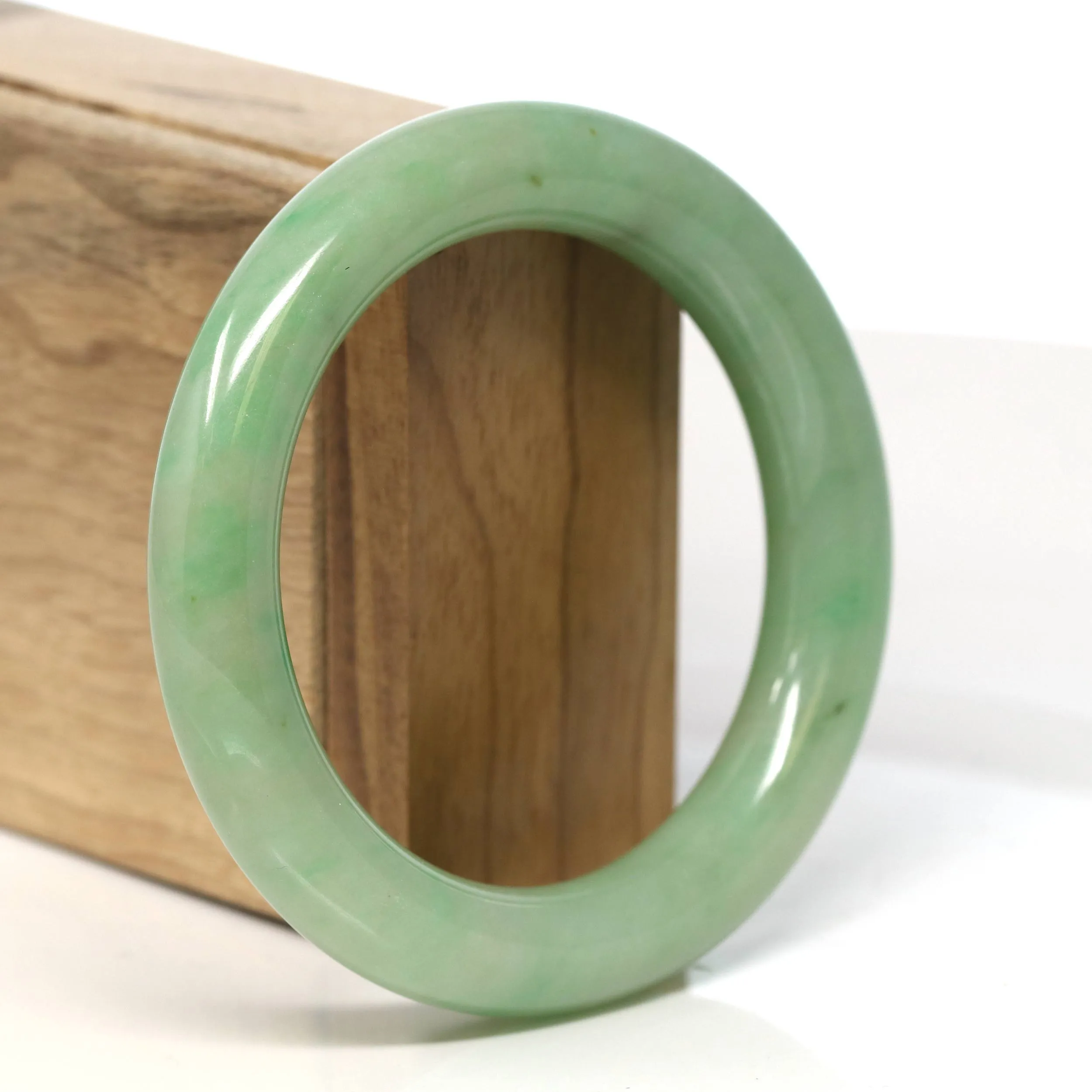 Genuine Burmese Yellow- Green Jadeite Jade Bangle (55.9 mm) #T479