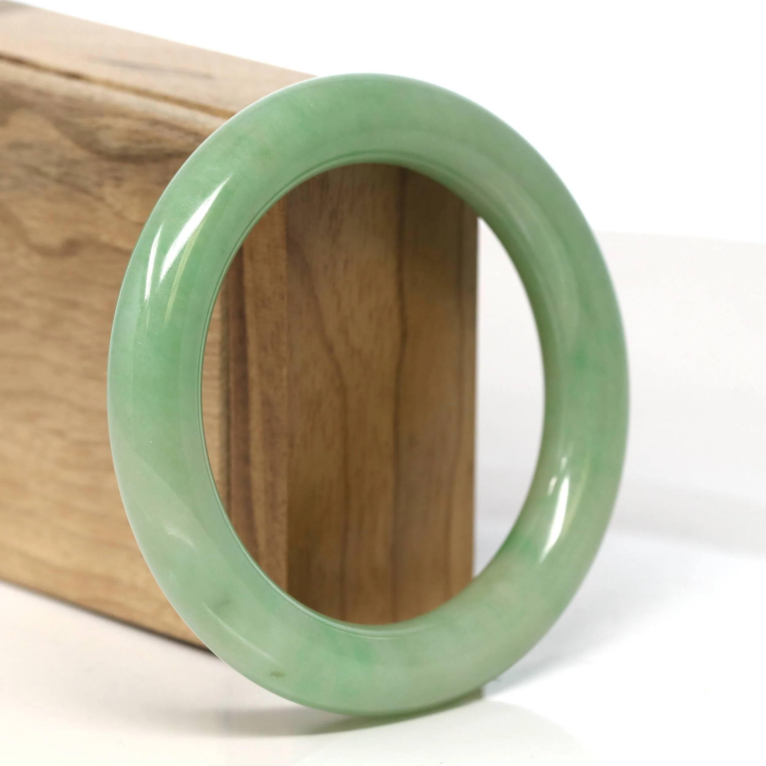 Genuine Burmese Yellow- Green Jadeite Jade Bangle (55.9 mm) #T479