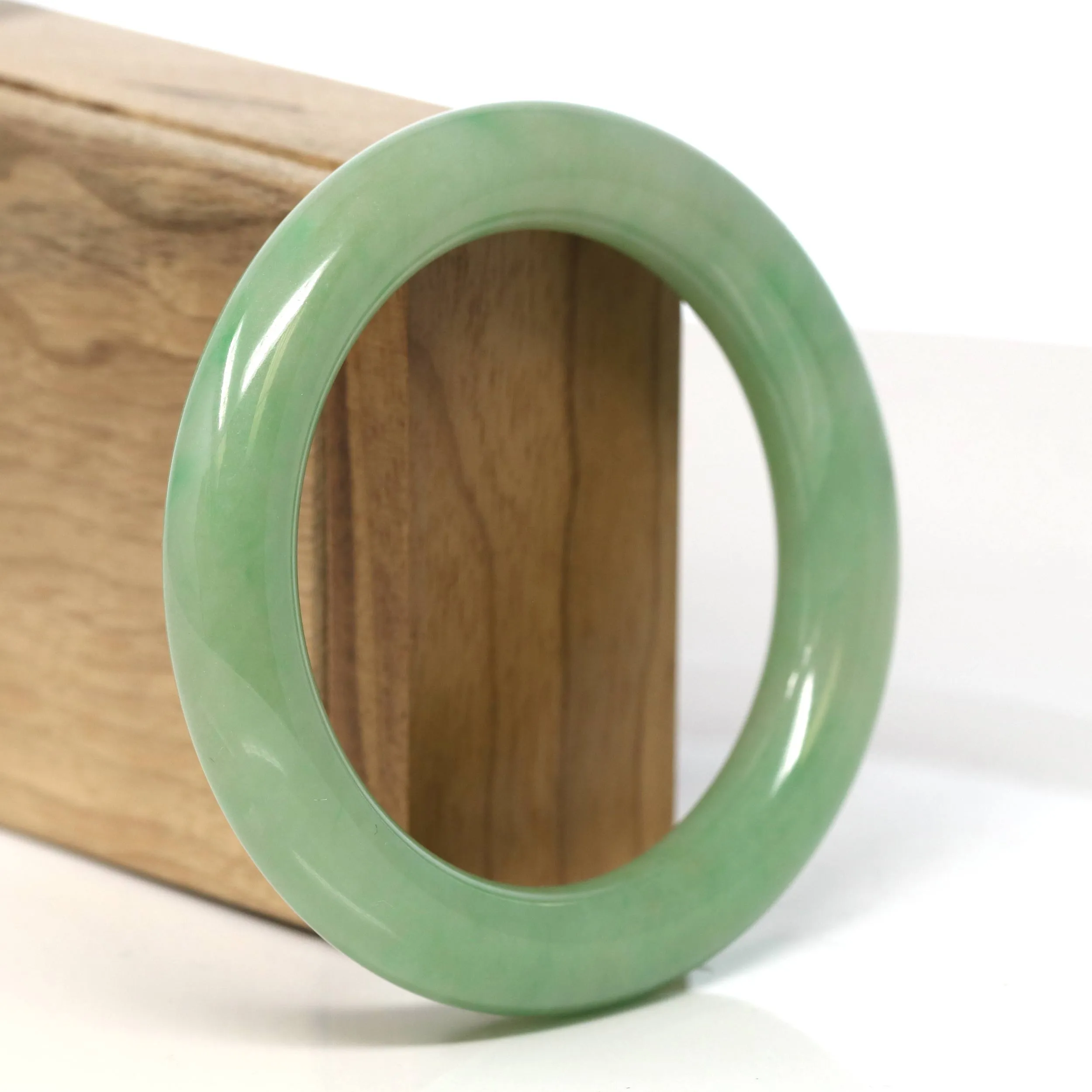 Genuine Burmese Yellow- Green Jadeite Jade Bangle (55.9 mm) #T479