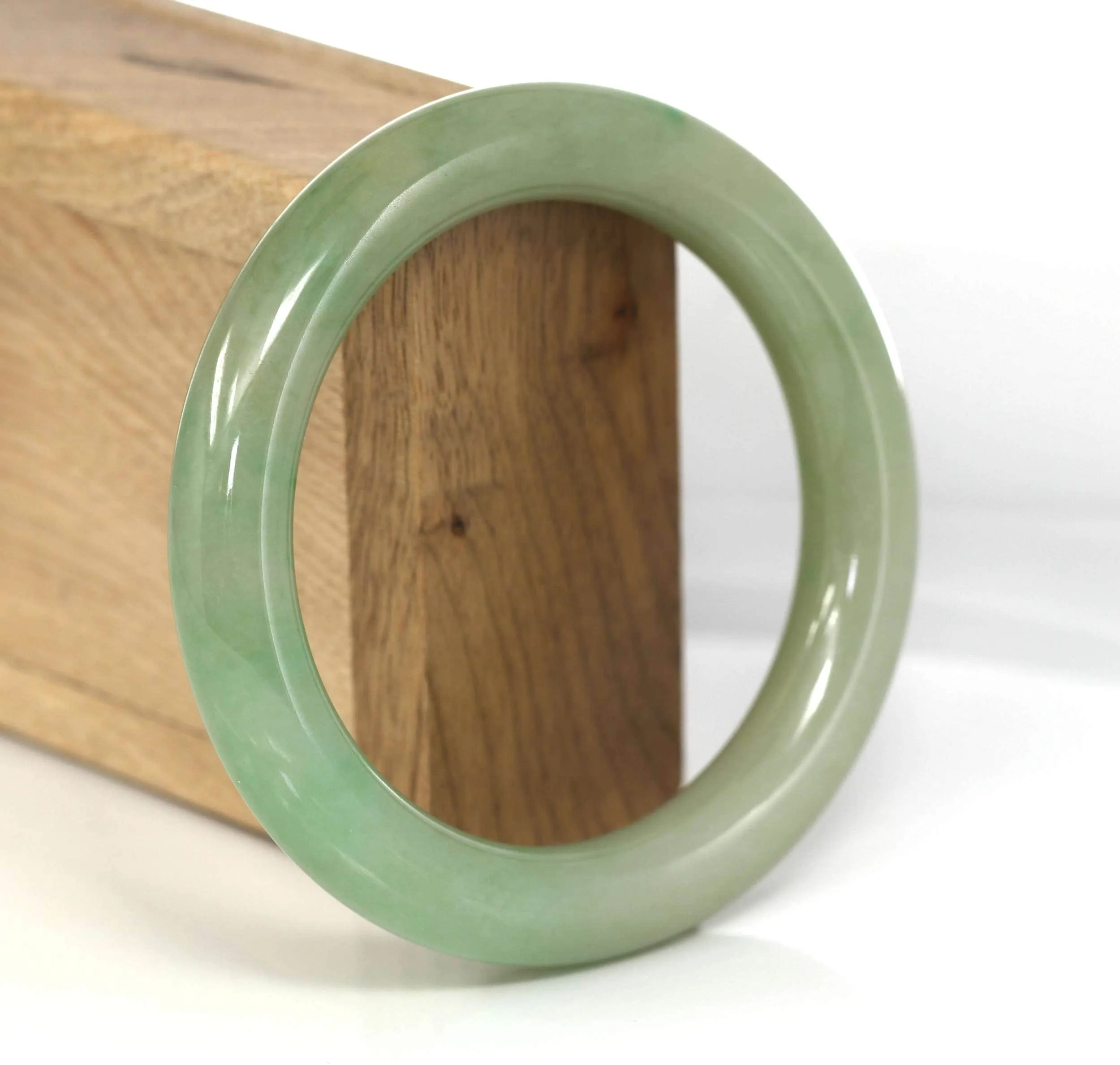 Genuine Burmese Yellowish Green Jadeite Jade Bangle (58.32 mm) #487
