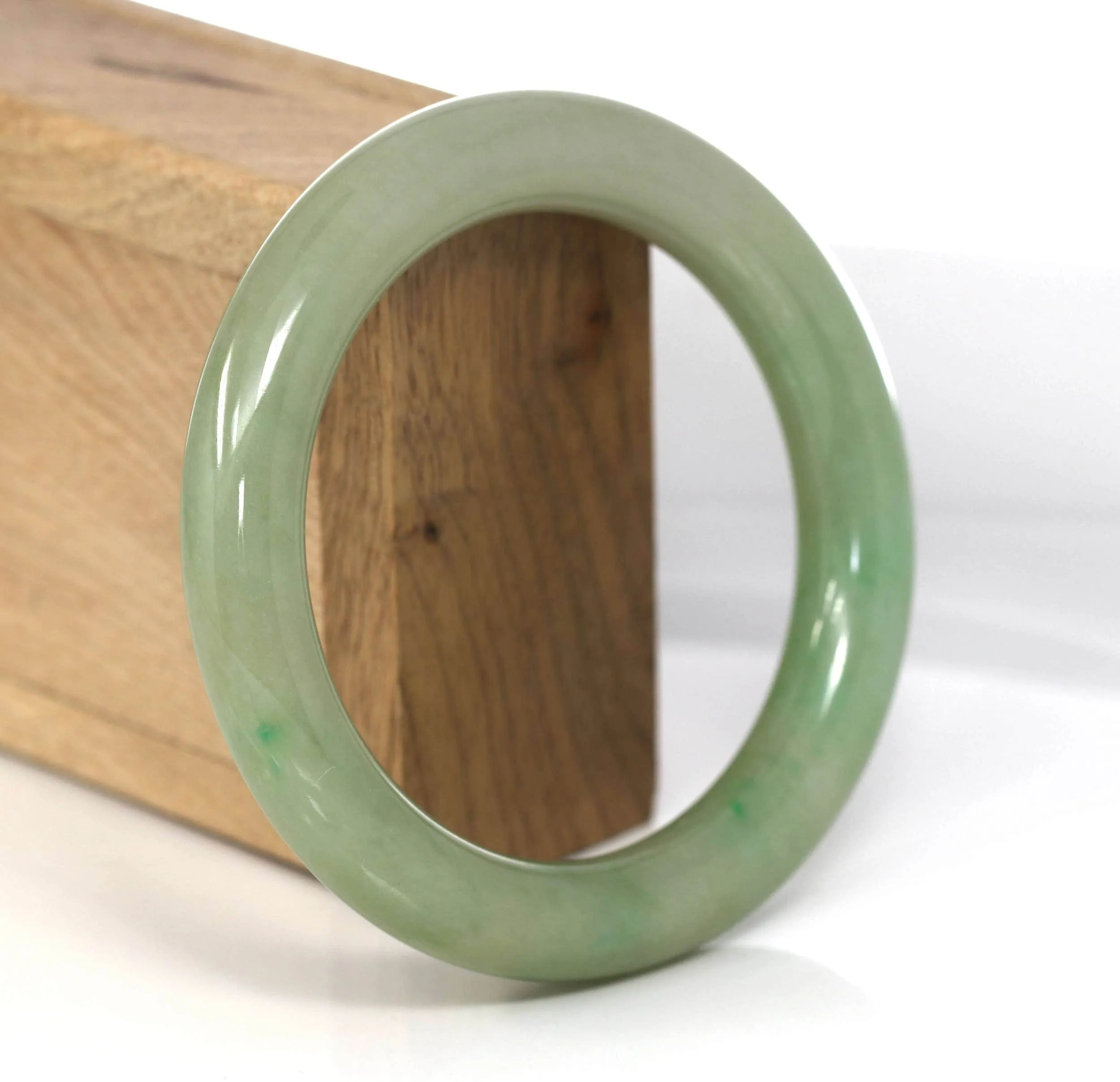 Genuine Burmese Yellowish Green Jadeite Jade Bangle (58.32 mm) #487
