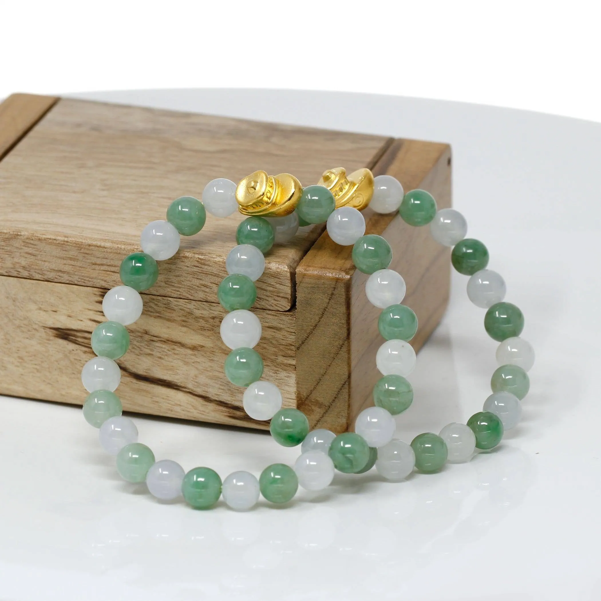 Genuine High-quality Jade Jadeite Bracelet Bangle with 24k Yellow Gold Boat Charm #415