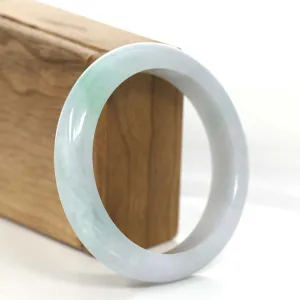 Genuine White & Green Burmese Jadeite Jade Bangle Bracelet (58.36 mm) #733