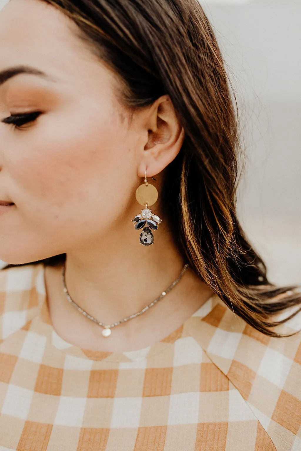 Gilly Dark Onyx Gemstone Circle Earring