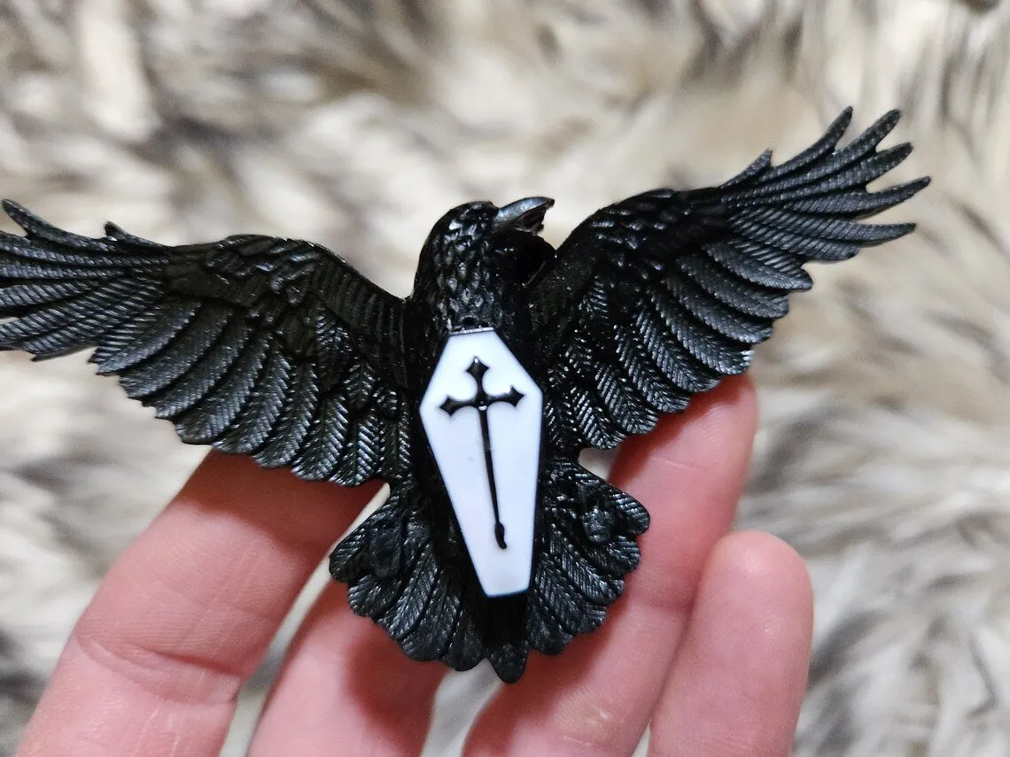 Goth raven hairlcip barrette