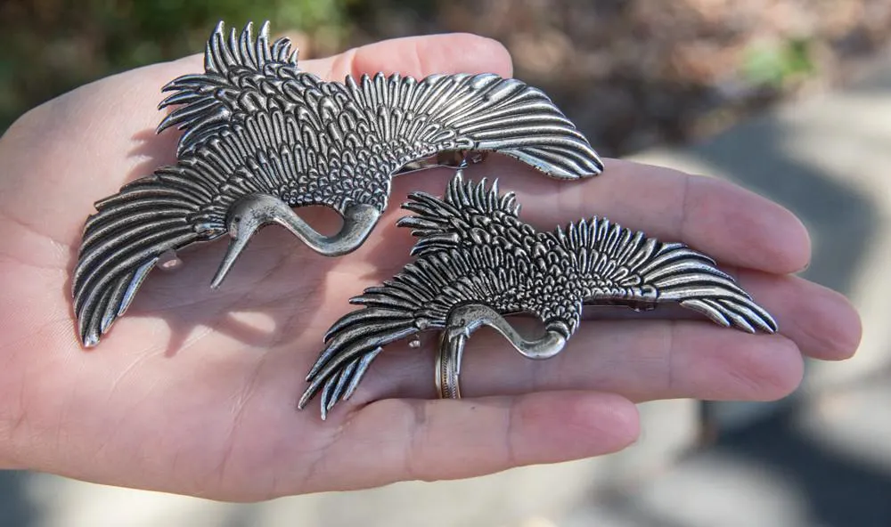 Hair Clip, Barrette, Crane