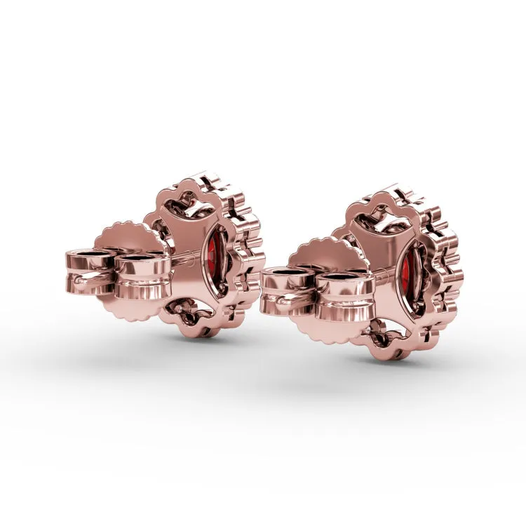 Halo Ruby and Diamond Stud Earrings
