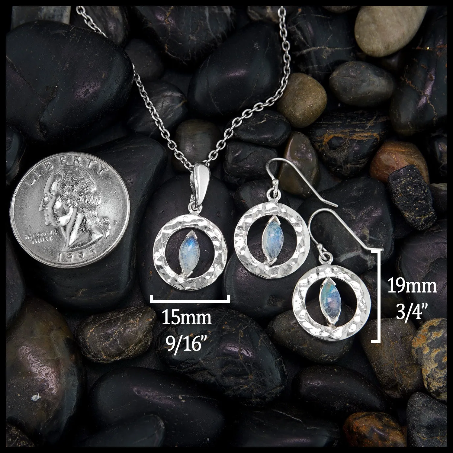 Hammered Moonstone Disc Set