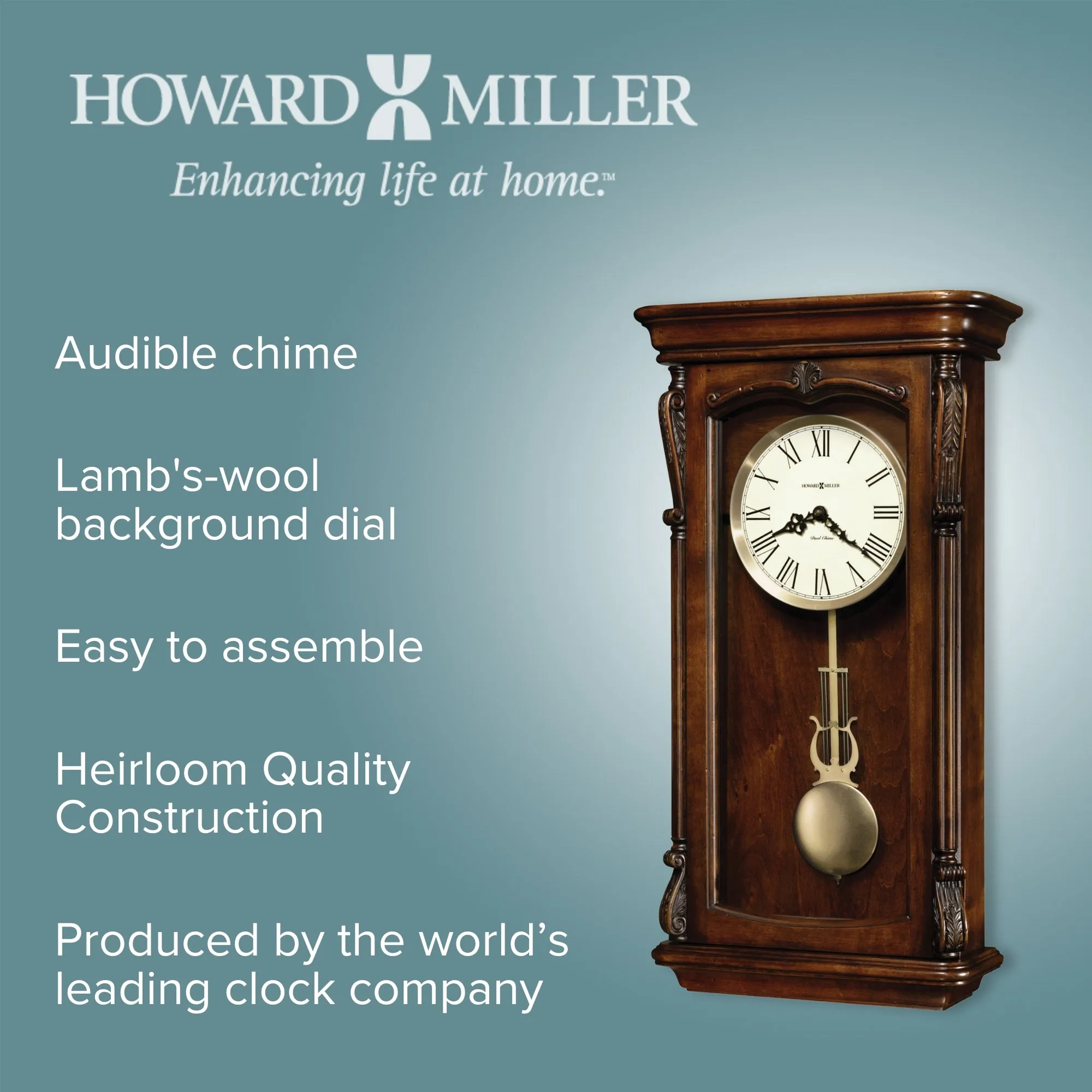 Henderson Dual Chime Quartz Wall Clock 64cm