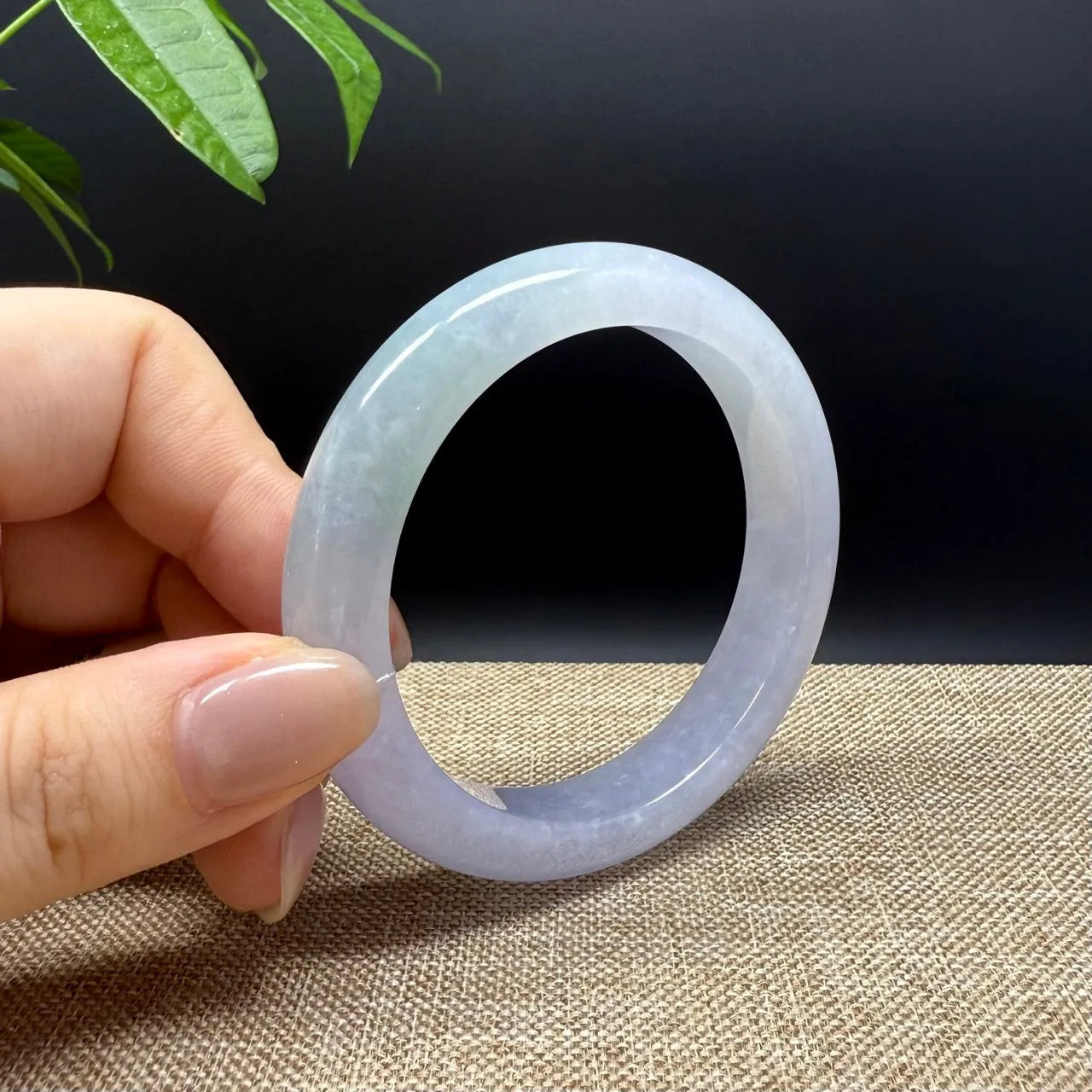 High-end Genuine Burmese Lavender Green Jade Jadeite Bangle Bracelet ( 54.3mm )