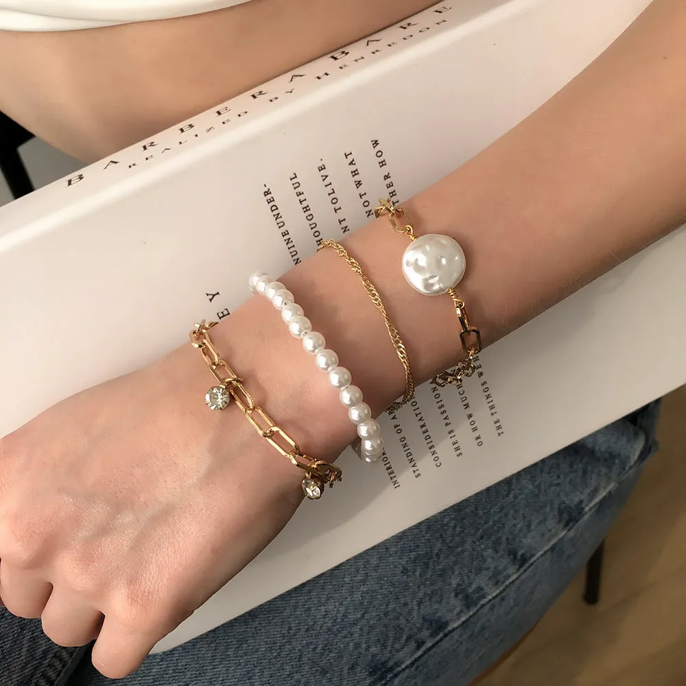 Imitation Pearl Girl Bracelet Set Ins Fashion Jewelry