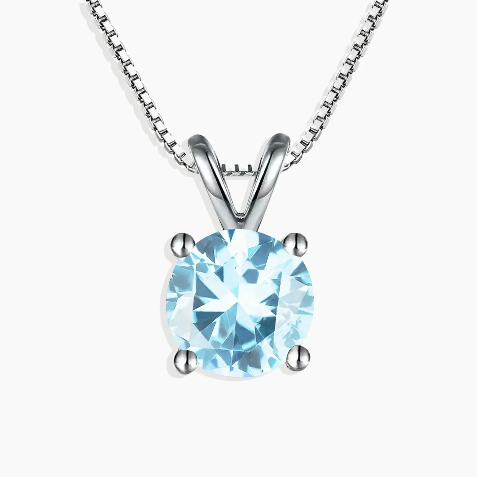 Irosk Round Cut Pendant in Sterling Silver -  Aquamarine