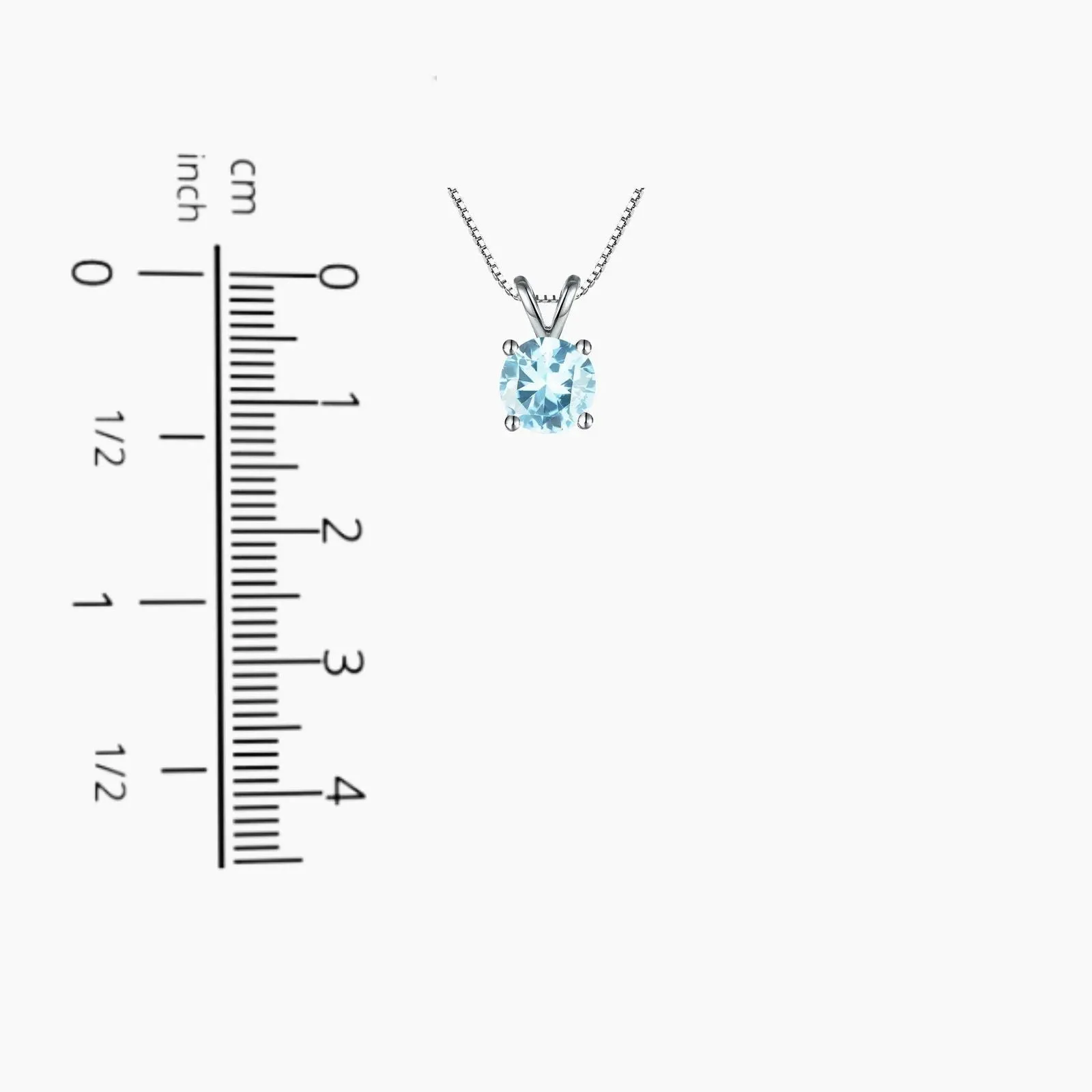 Irosk Round Cut Pendant in Sterling Silver -  Aquamarine