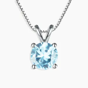 Irosk Round Cut Pendant in Sterling Silver -  Aquamarine