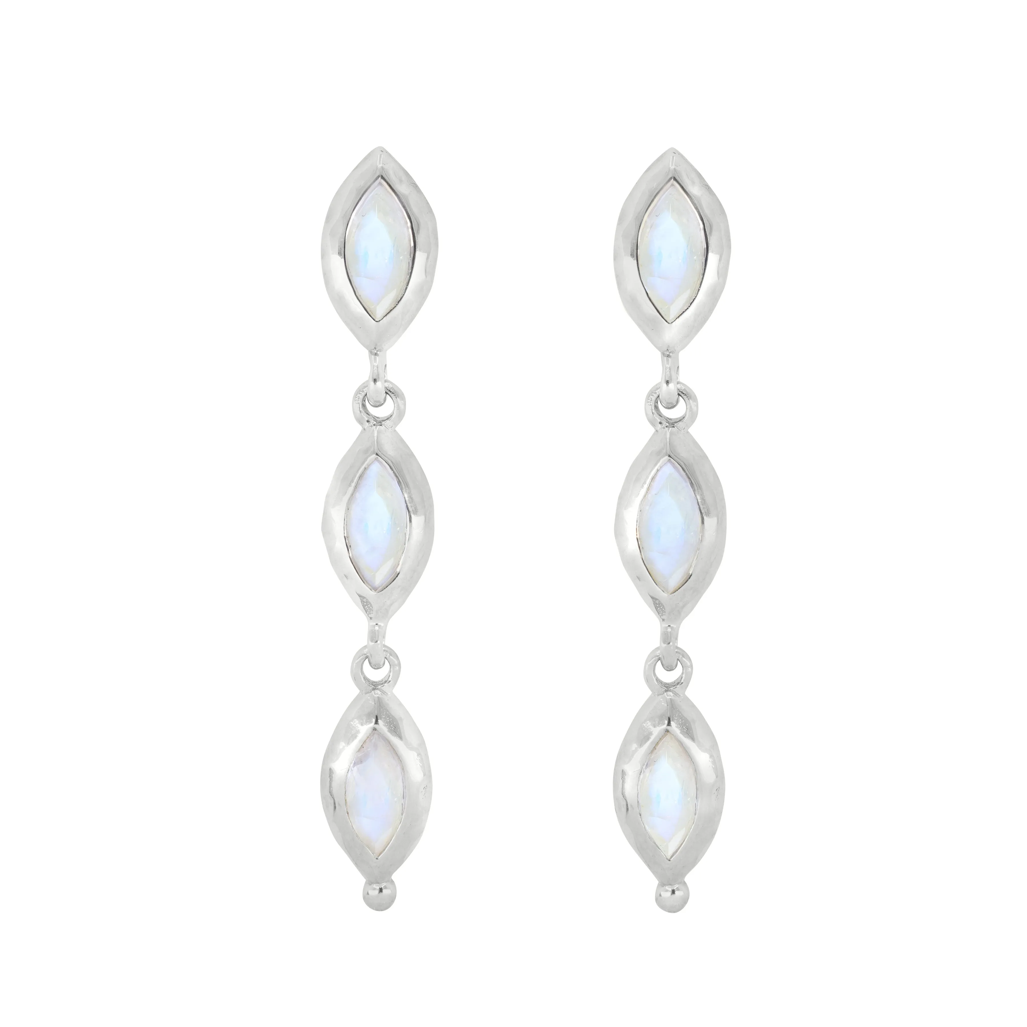 Isabella Marquise Moonstone Silver Earrings