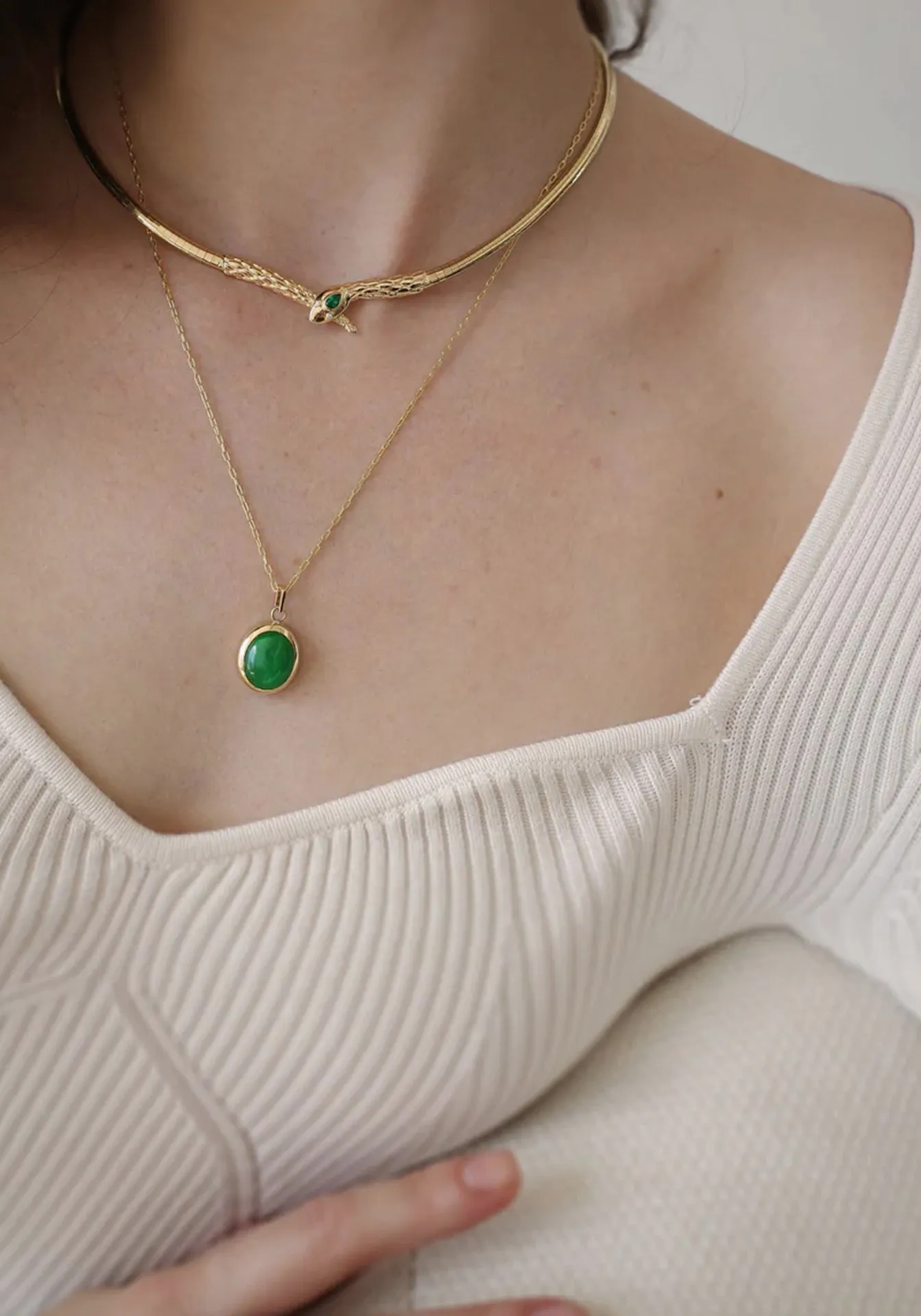 Jade Bubble, 14K Yellow Gold Pendant