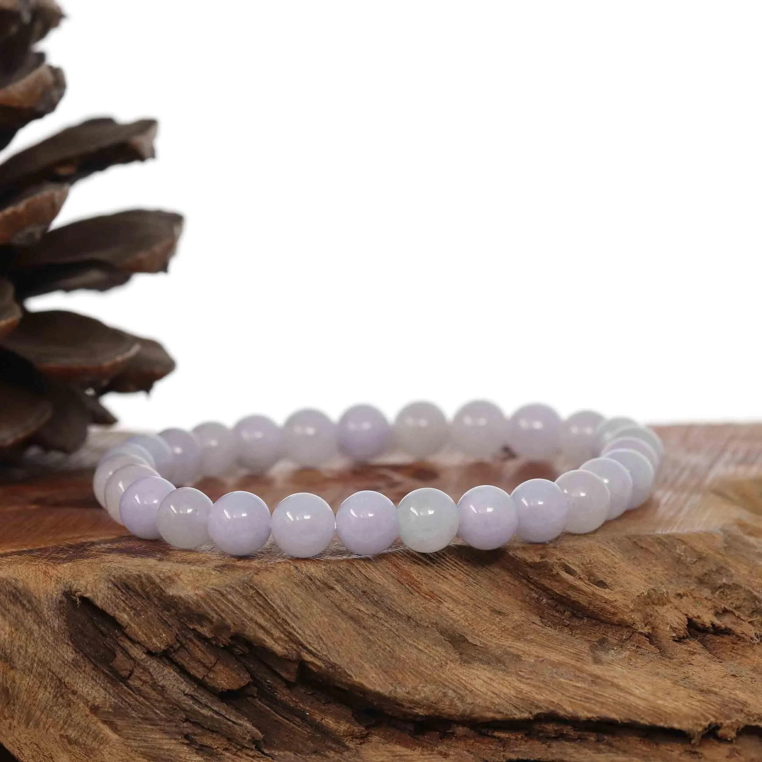 Jadeite Jade 7.5 mm Round Lavender Beads Bracelet ( 7.5 mm )