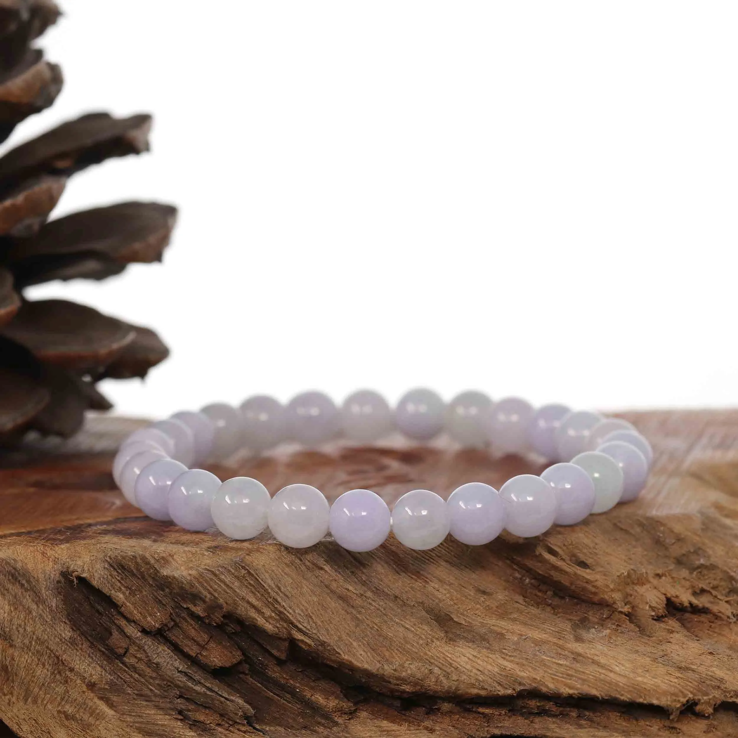 Jadeite Jade 7.5 mm Round Lavender Beads Bracelet ( 7.5 mm )
