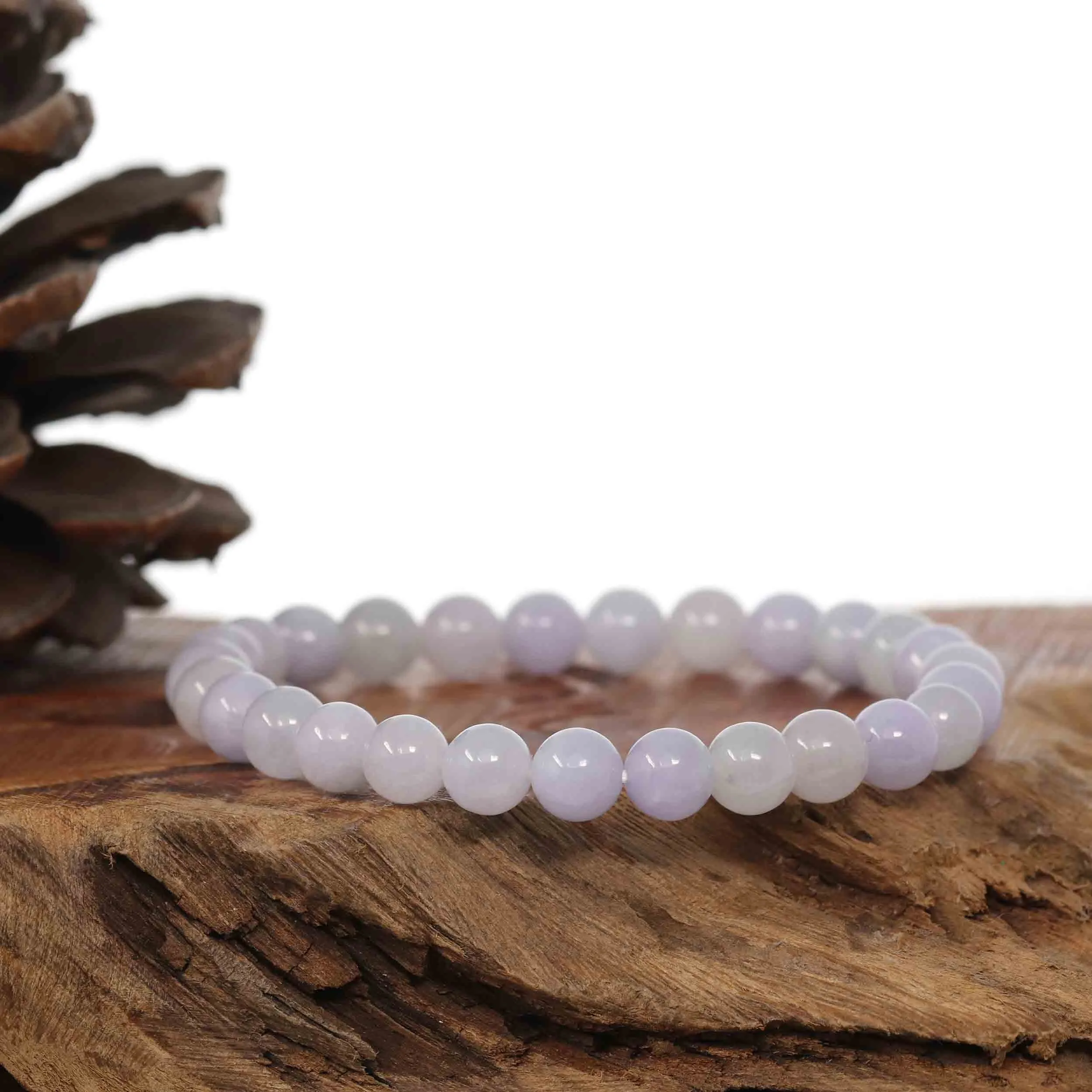 Jadeite Jade 7.5 mm Round Lavender Beads Bracelet ( 7.5 mm )